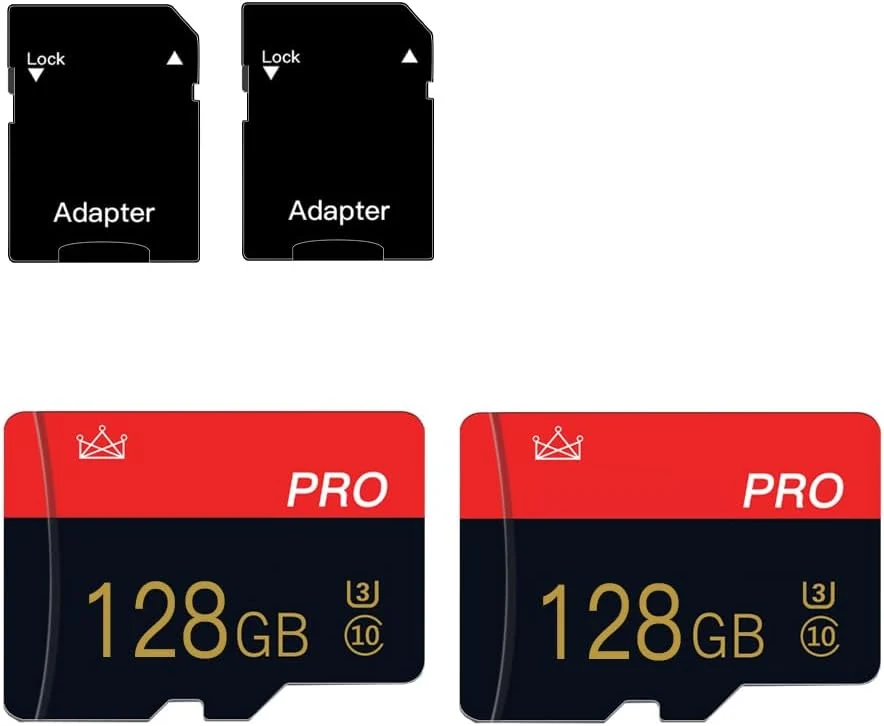 2 Pack Micro Memory Card 128GB Class 10 with Adapter High Speed Memory Card for Tablet, Drone