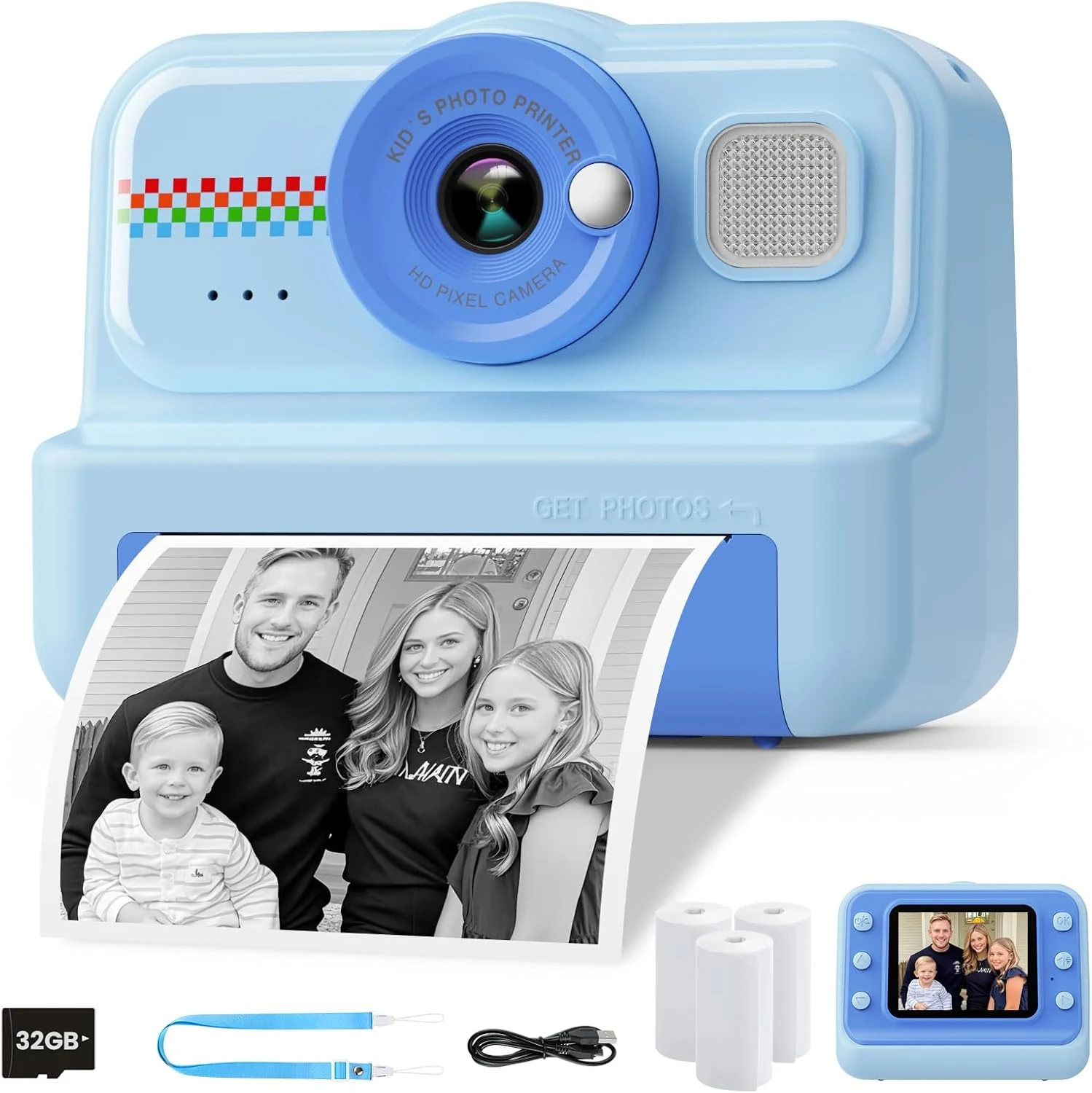 HiMont Kids Camera Instant Print, 1080P HD Instant Print Camera for Kids (Blue)