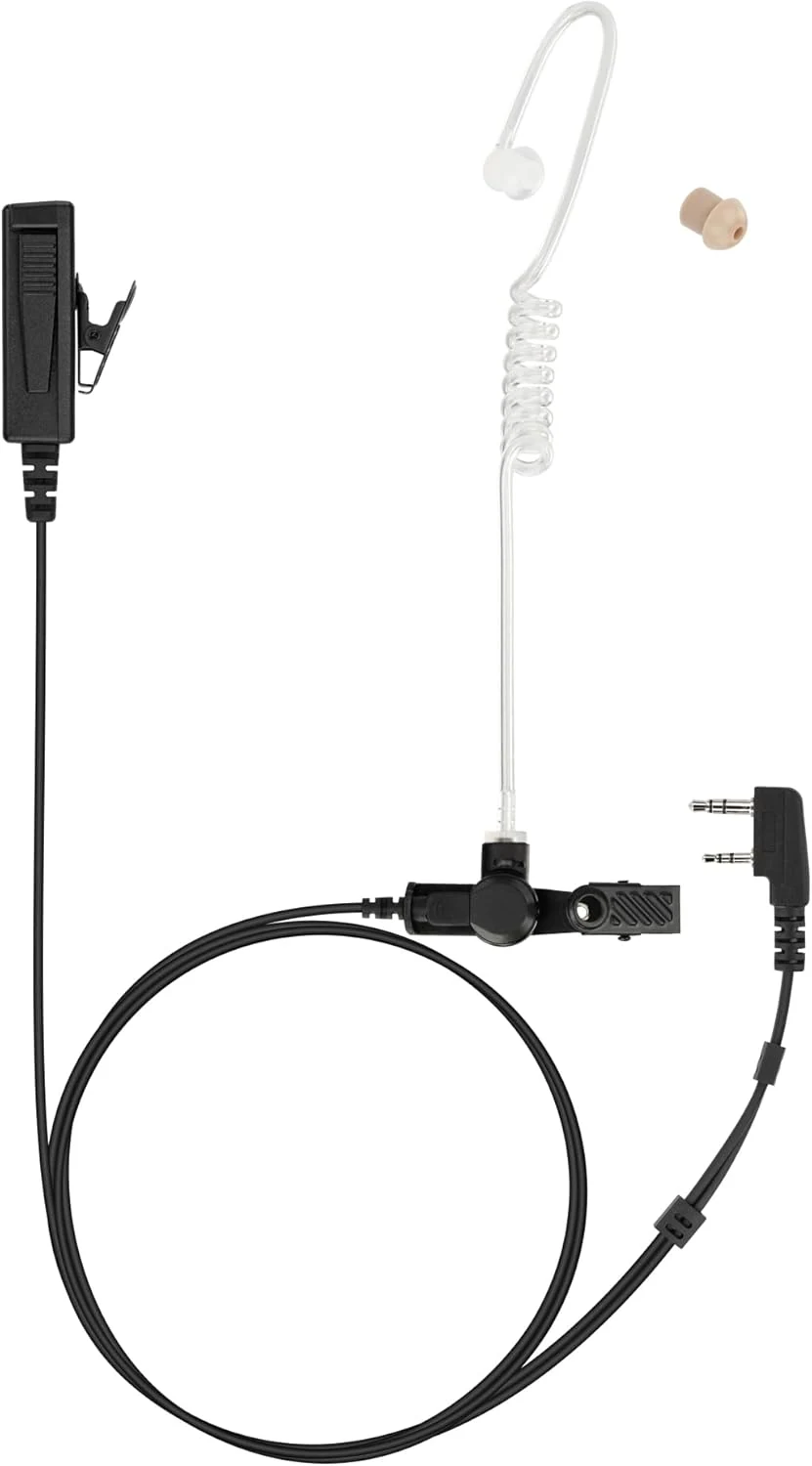 BCT22-K2 2-Wire Clear Tube Earphone Compatible with BaoFeng BTECH UV-5R