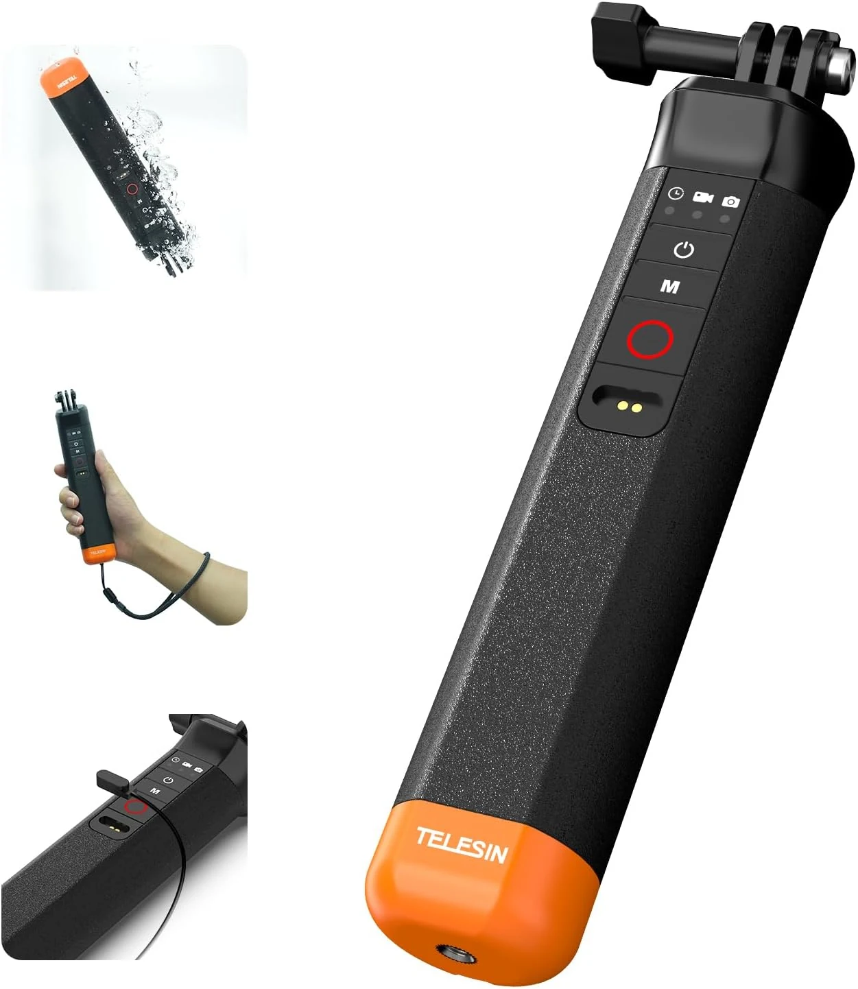 TELESIN Floating Selfie Stick Hand Grip Waterproof Handle with Bluetooth Remote for GoPro Hero 13 12 11 10 9 8 Handle Mount Accessories for Action Camera