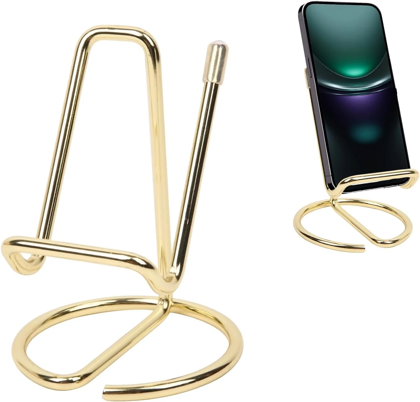 CREECHWA Phone Stand for Desk, Sturdy Metal Gold-Plated Phone Stand