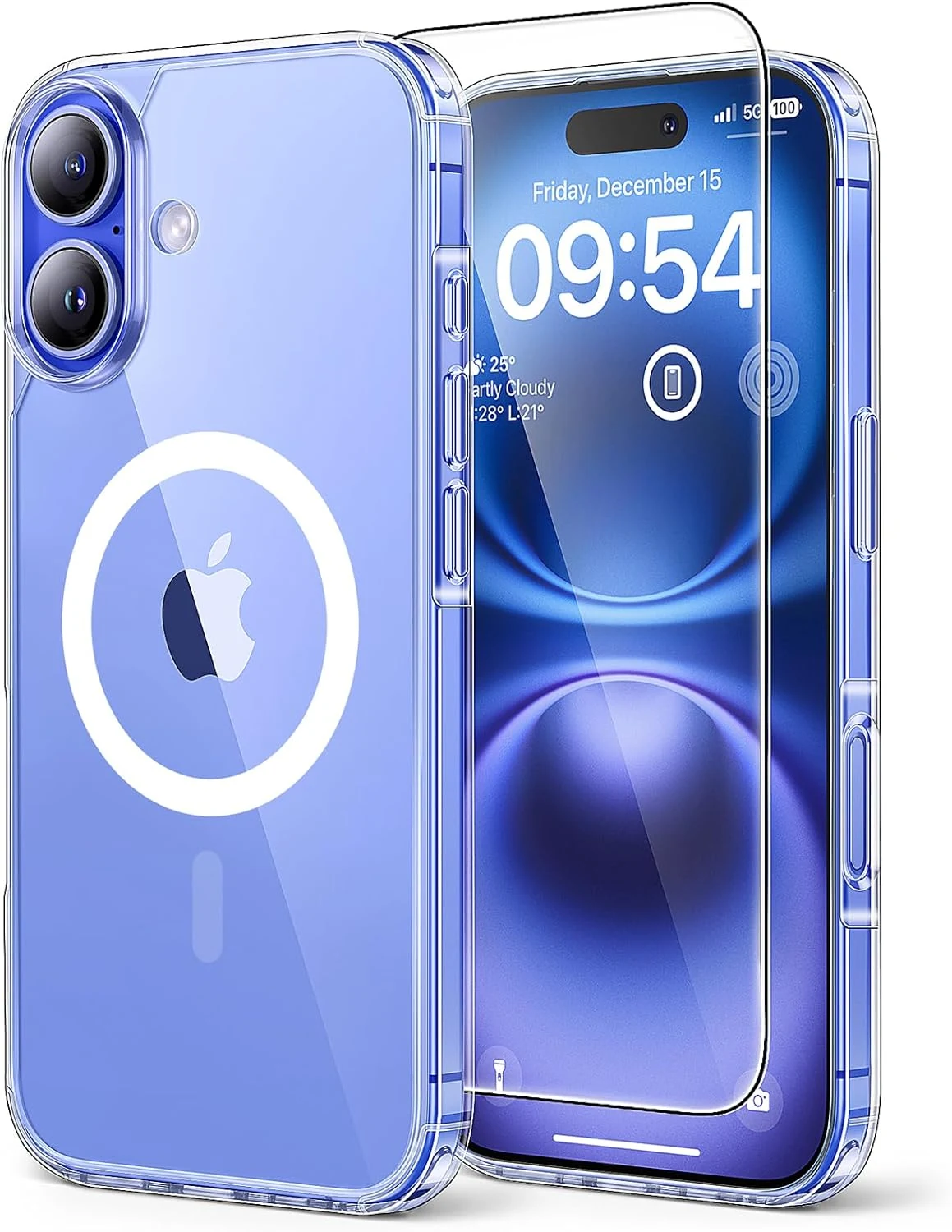 TAURI for iPhone 16 Case, Compatible with MagSafe, with Screen Protectors, Anti-Yellowing Military-Grade Protection, Shockproof Slim Magnetic Phone Case for iPhone 16 6.1" (Clear)