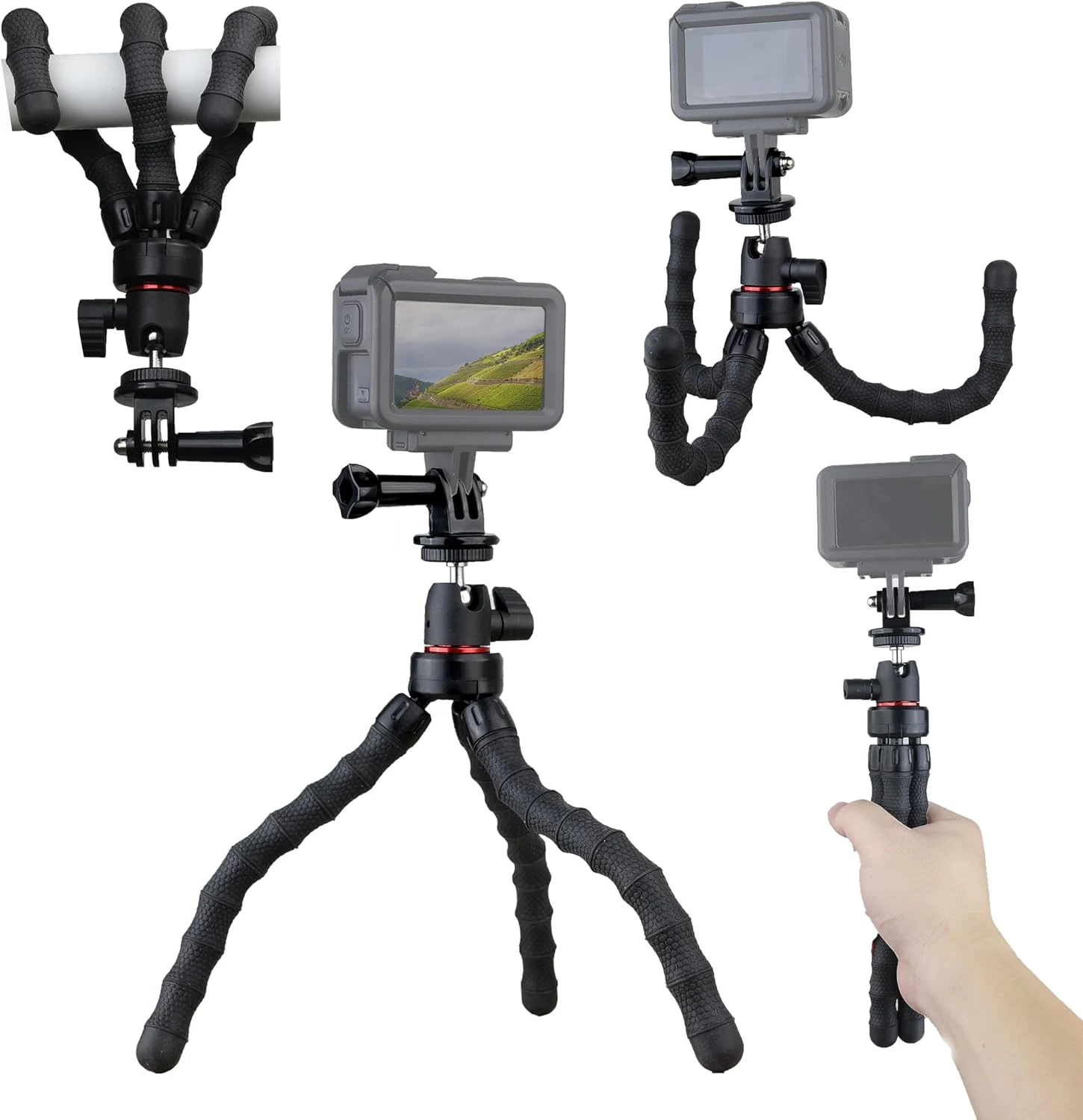 Hocoder Flexible Camera Tripod Compatible with GoPro Hero 13, 12, 11, 10, 9