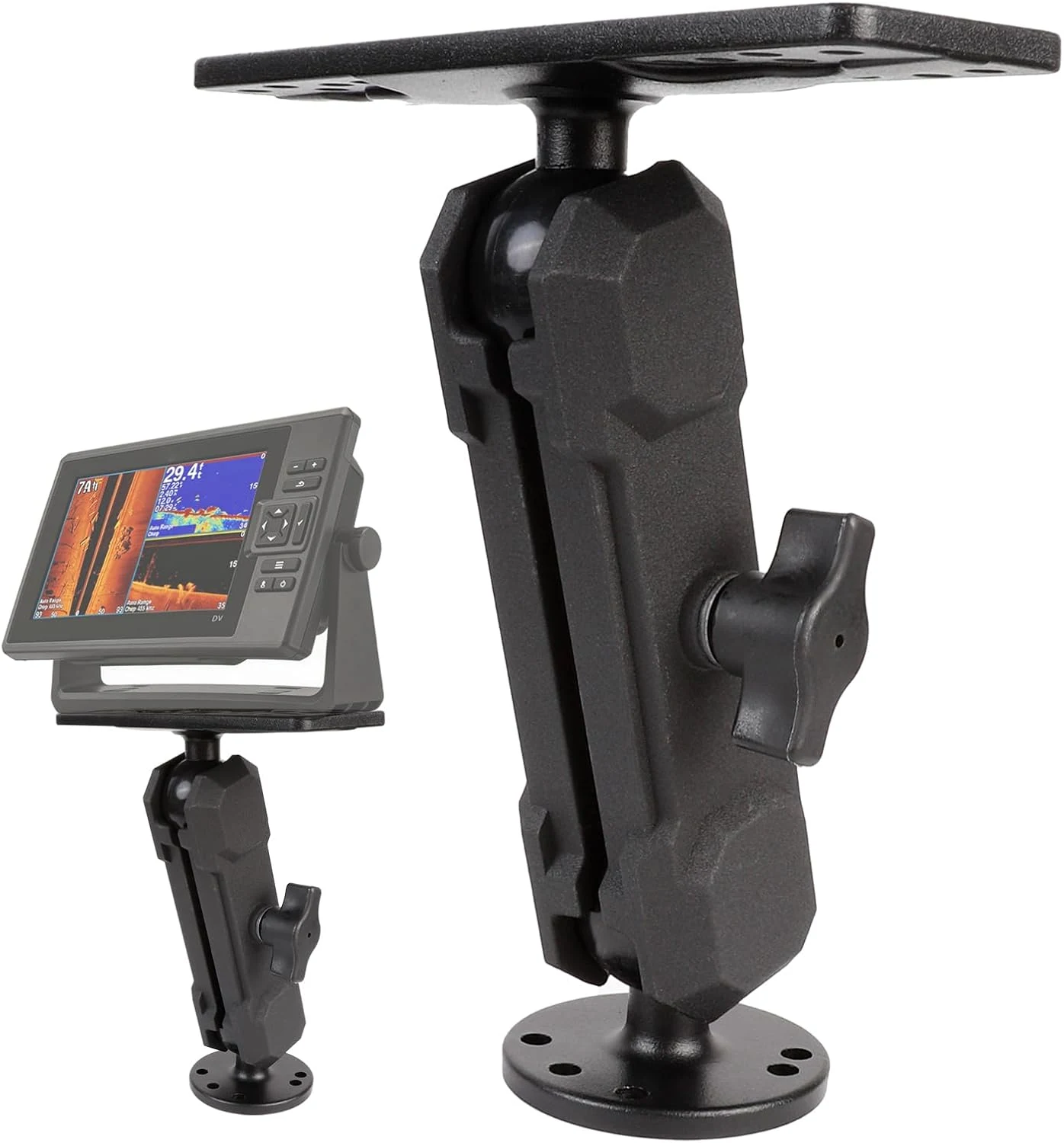Aluminum Alloy Fish Finder Mount with C Size 1.5" / 38mm Ball, 5.9" Arm Marine Electronic Mount
