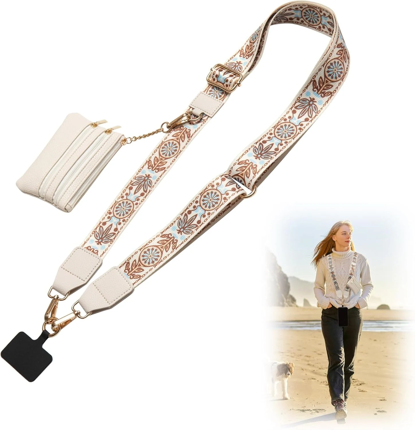 Cell Phone Lanyard Crossbody, Adjustable Cell Phone Strap with Wallet, Clip and Go Strap for Phone with Wallet Crossbody
