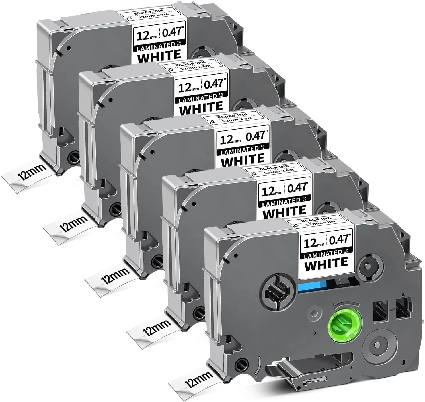 5-Pack TZe-231 TZe231 Label Tape Compatible for Brother Label Maker Tape 12mm 0.47 White 1/2 Inch Work for P Touch PTD220 PT-D200 PT-D210 PTH100 PT-D400 PTD600