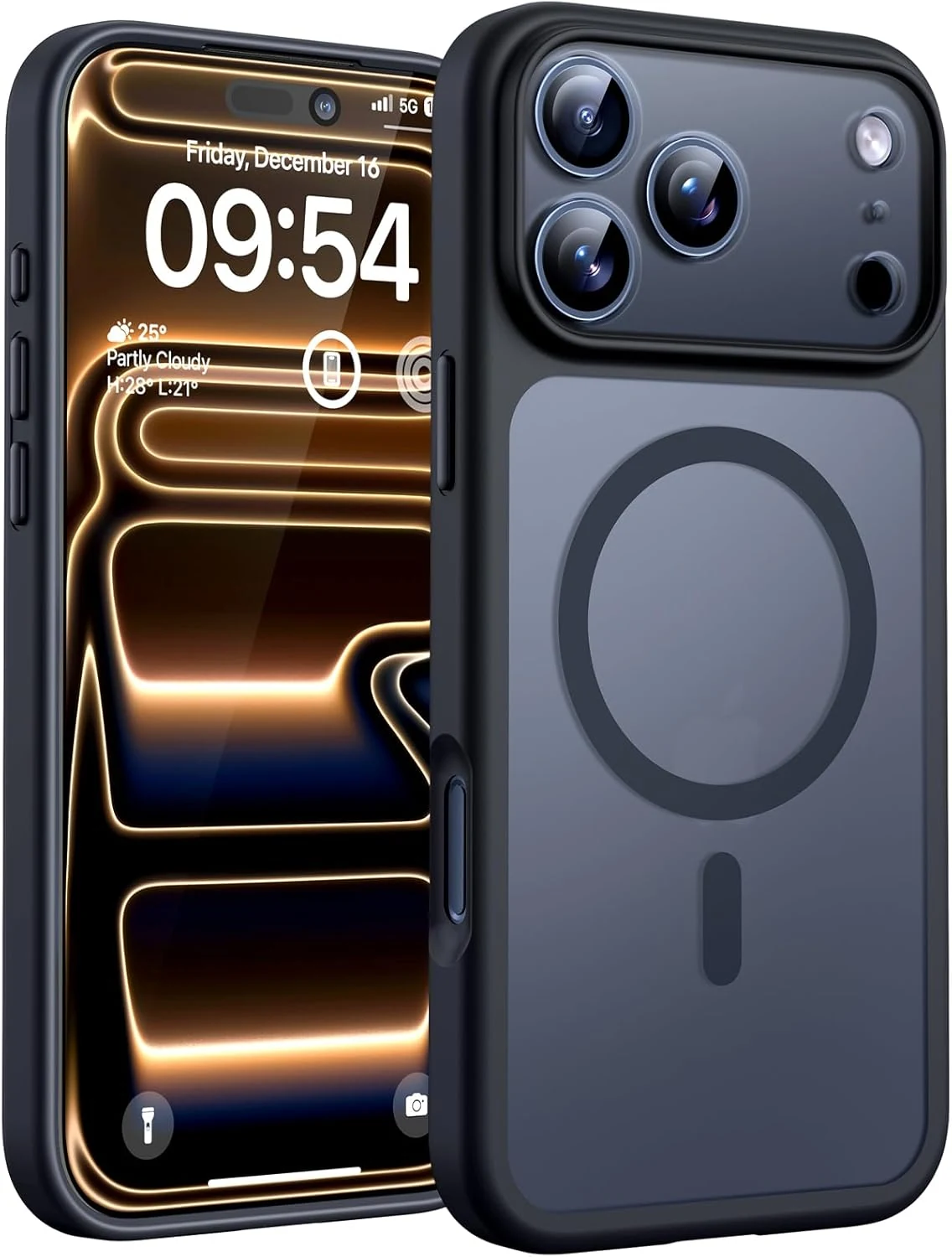 TOCOL for iPhone 17 Pro Max Case, Compatible with Magsafe, Full Camera Protection, Built-in Magnets, Translucent Matte for iPhone 17 Pro Max Phone Case 6.9 inch (Black)
