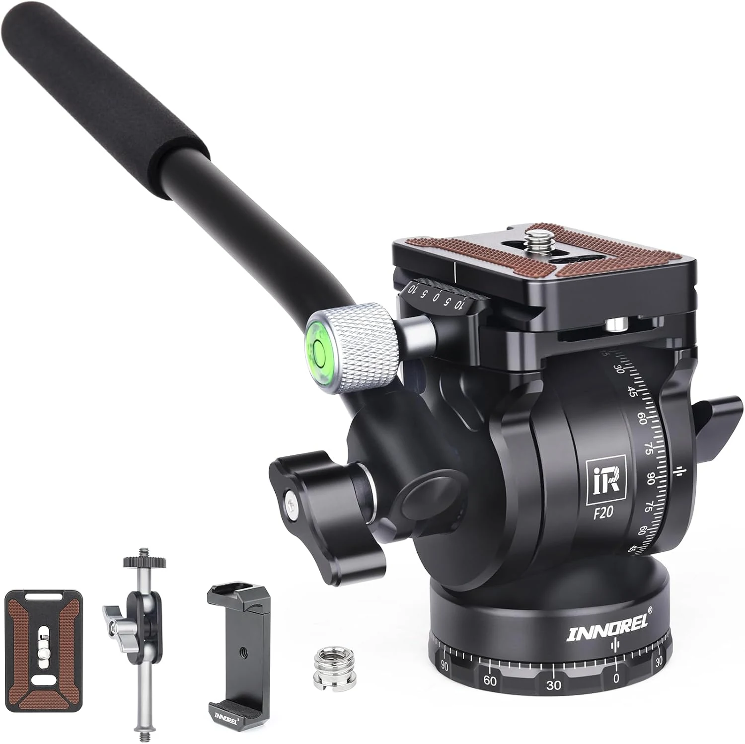 INNOREL F20 Fluid Head, Tripod Pan Tilt Head Mini Pan Metal
