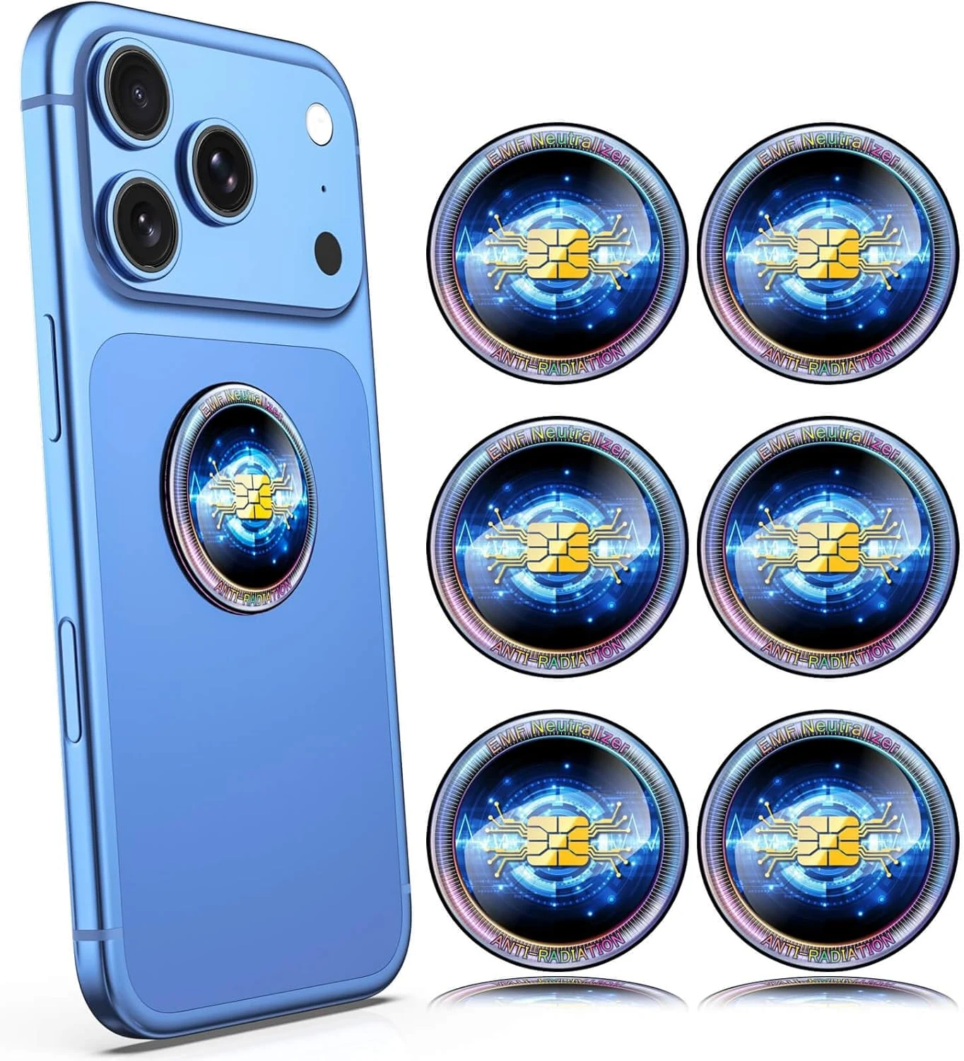 Cell Phone EMF Protection Neutralizers - for Smart Phones/Tablets/Laptops/Computer/WiFi/Priner/TV 6 Pack