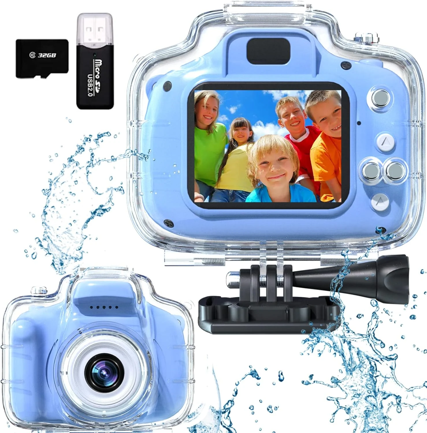 FKATEEN Kids Camera Waterproof Underwater Camera for 3-12 Year Old Boys Girls (2 Inch IPS, 1080P)