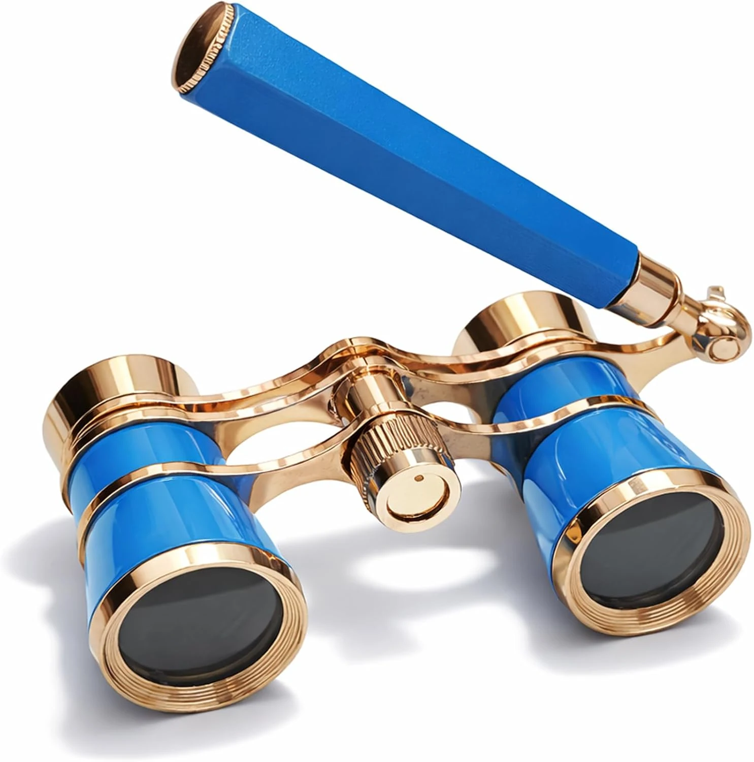 Avkoohum 3X25 Opera Glasses binoculars with foldable handle (blue with handle)