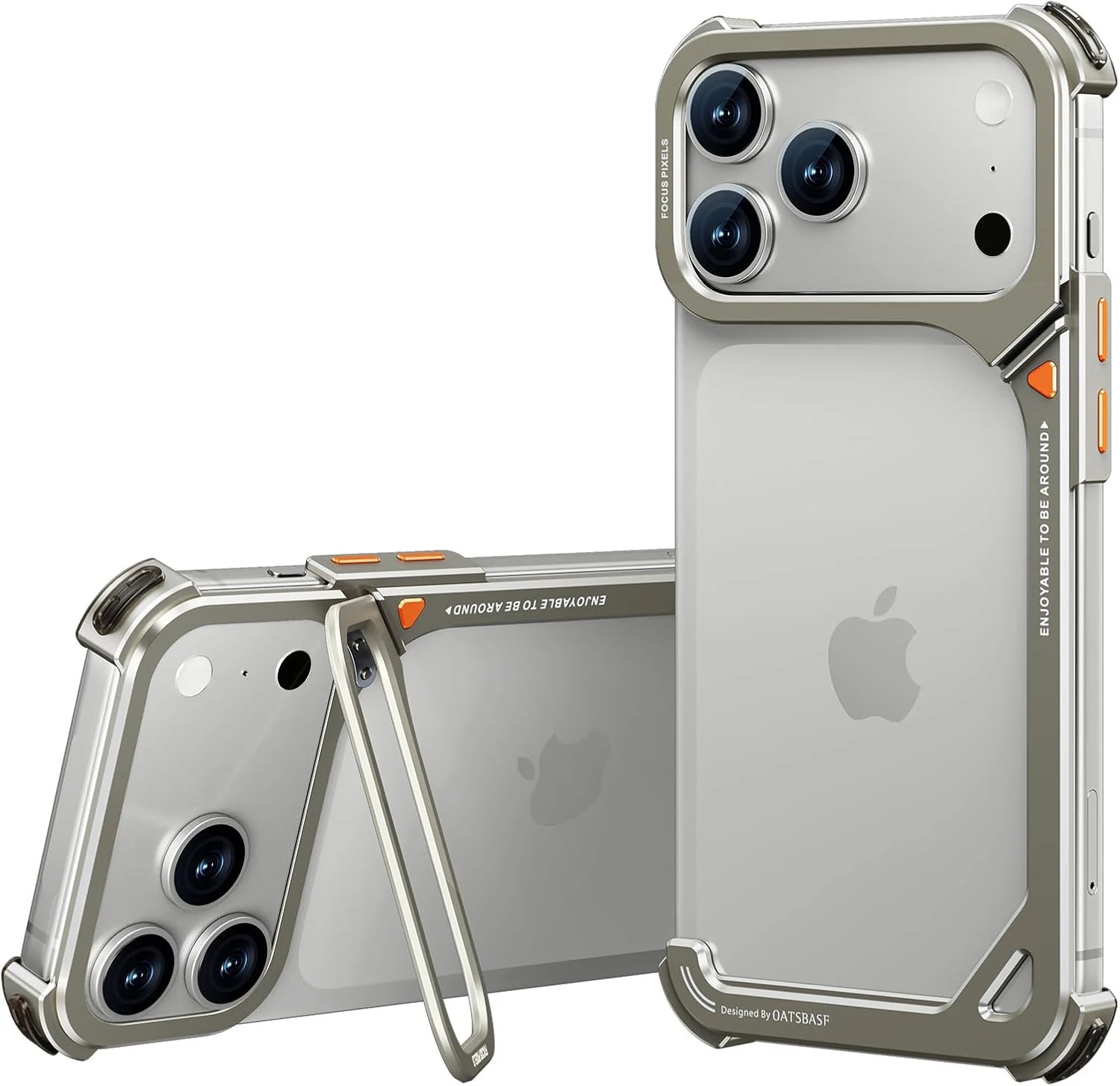 OATSBASF 9 Case for iPhone 17 Pro Max Bumper Case Metal, Aluminum Frame Slim Fit No Back Design, Compatible with MagSafe