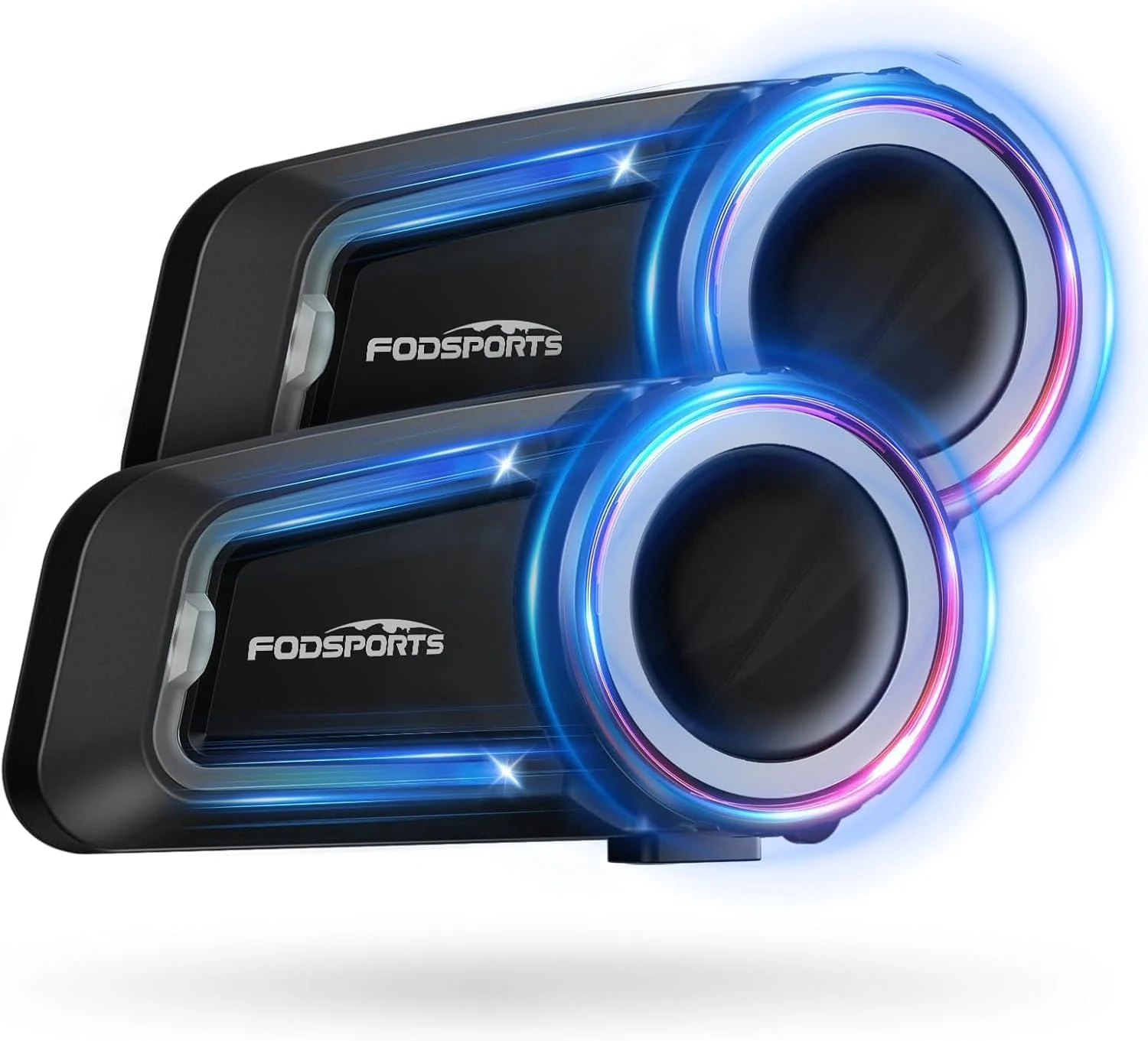 Fodsports FX7 10-Rider Mesh Motorcycle Bluetooth Headset with Music Share, Smart APP Control, Dual Chips V5.4 Helmet Communication System with Audio Multitasking & FM, 3 Intercom & EQ Music Modes