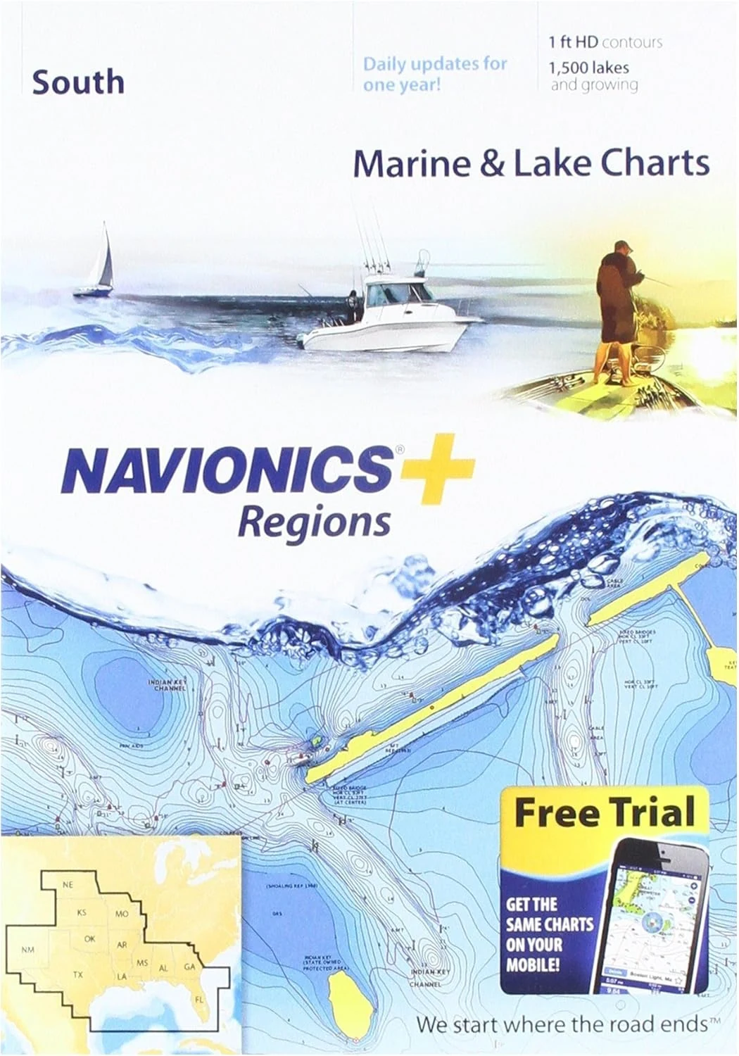 Navionics Plus Regions South Marine and Lake Charts on SD/MSD