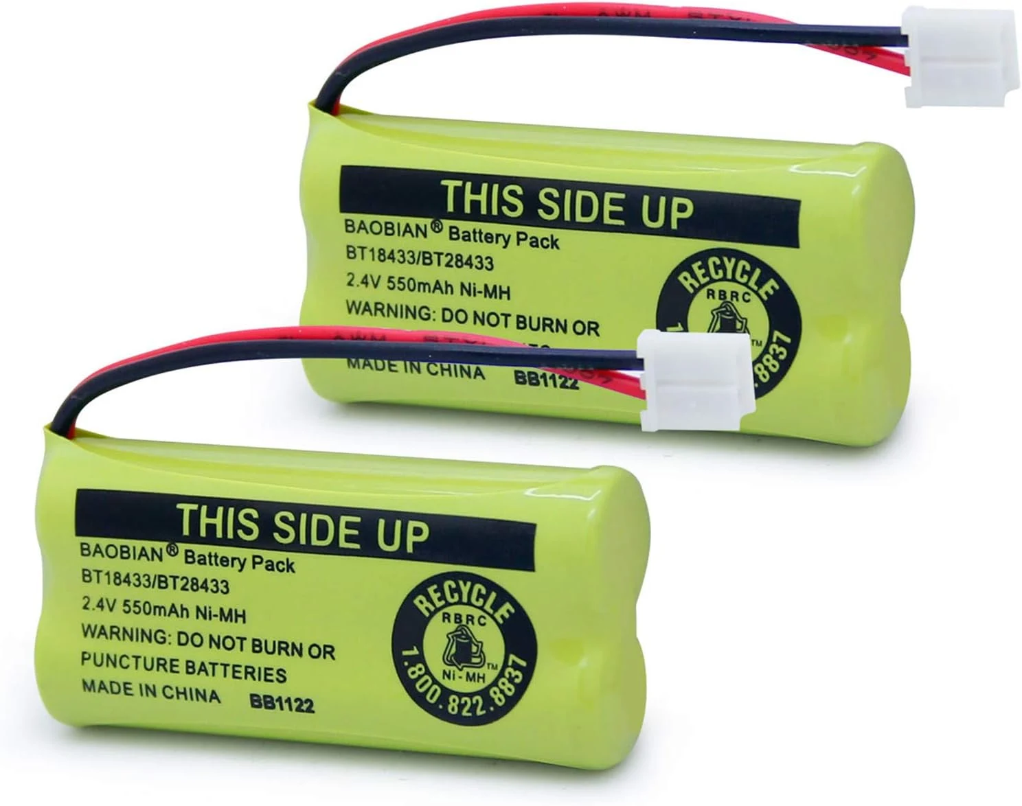 2.4V Rechargeable Cordless Phone Batteries Compatible with for AT&T/Lucent BT-18433 BT-184342 BT-28433 BT-284342 BT-6010 BT-8000 BT-8001 BT-8300 (Pack of 2)