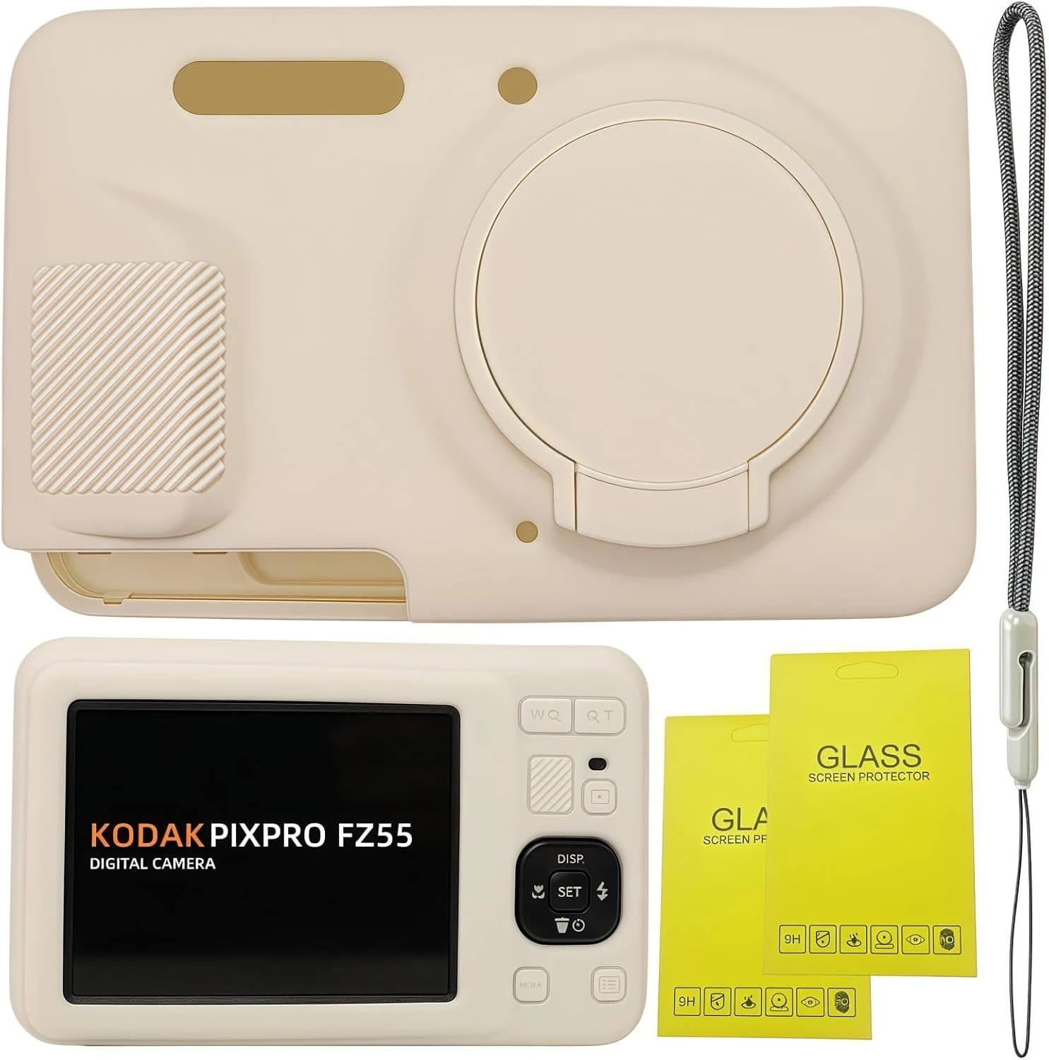 Case for Kodak PIXPRO FZ55,FZ55 accessories, Soft Silicone Protective Case with Removable Lens Cover (Misty White)