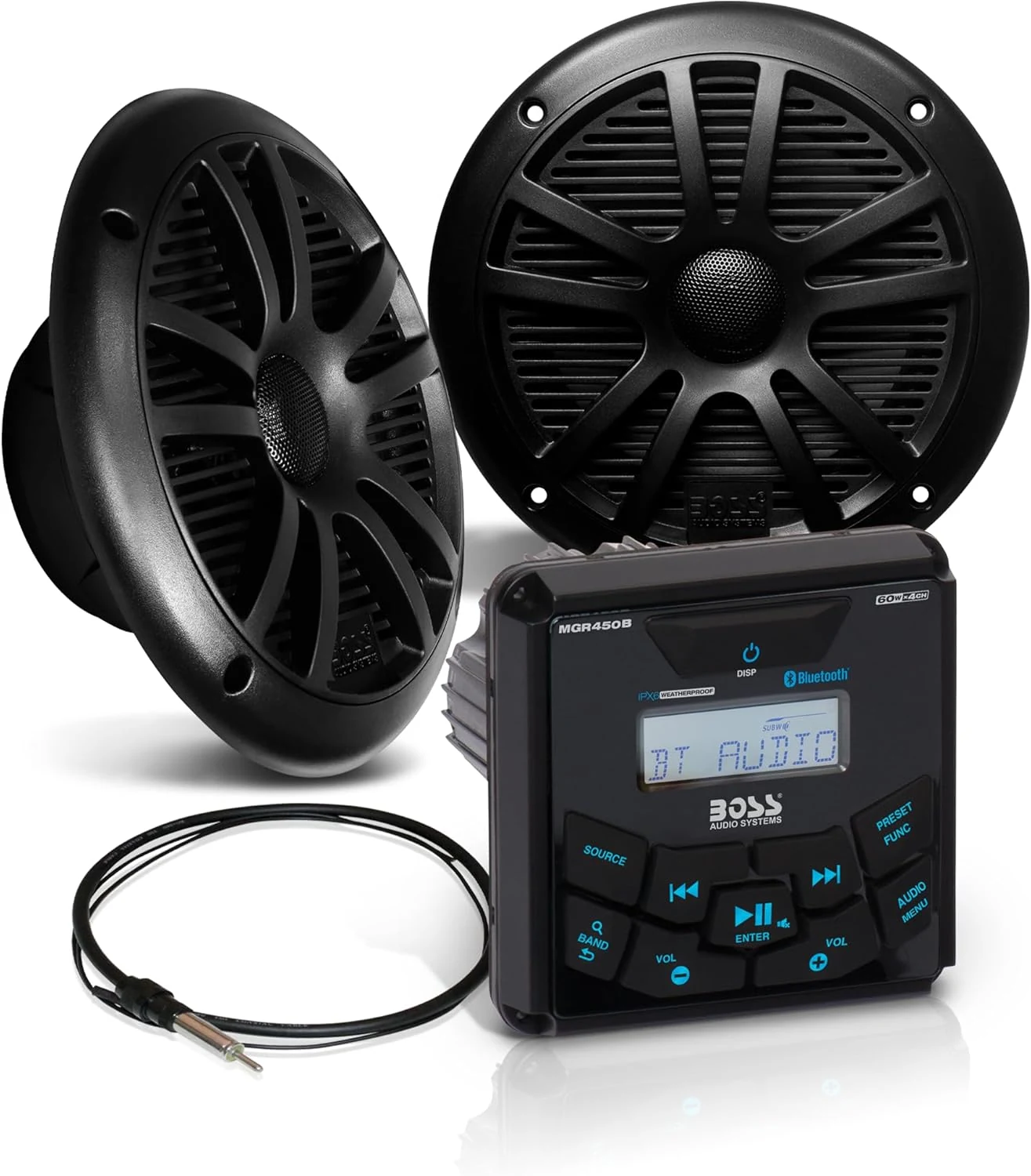 BOSS Audio Systems MCKGB450B.6 6.5 Inch Speakers & Marine Boat Gauge Stereo
