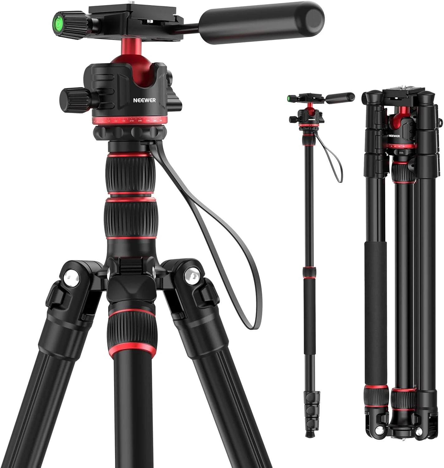NEEWER Basics Camera Tripod Monopod, 77" Compact Lightweight Travel DSLR Video Stand (TP08)