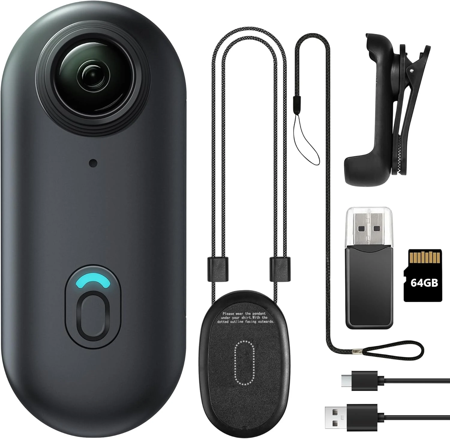 Meoilkolnm Mini Body Camera, Wearable Action Body Cam, Thumb Size hands free recording body worn camera (Black, 64GB)