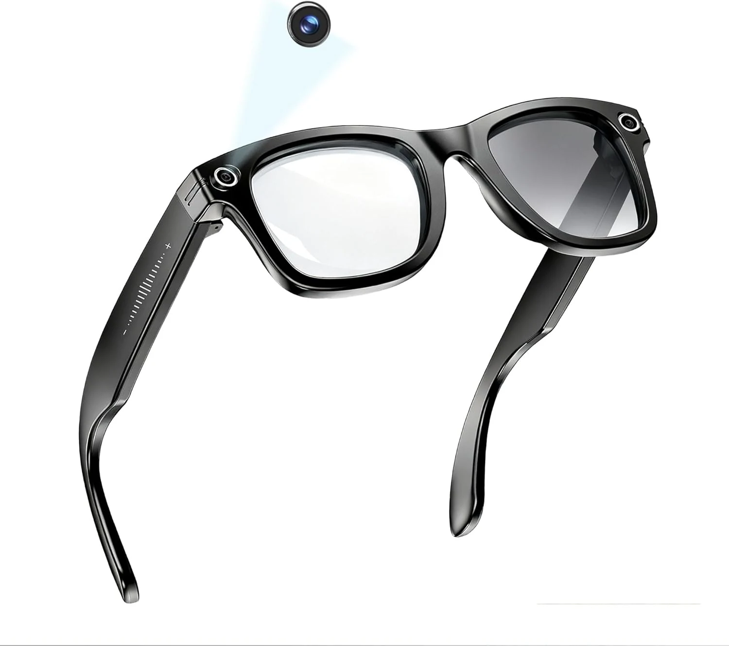AI Smart Glasses with Camera, 1080P HD POV First-Person View Video Recording and Translator, AI Object Recognition, Bluetooth Audio, 290mAh Battery, Photochromic Lenses for Sports, Travel, Work
