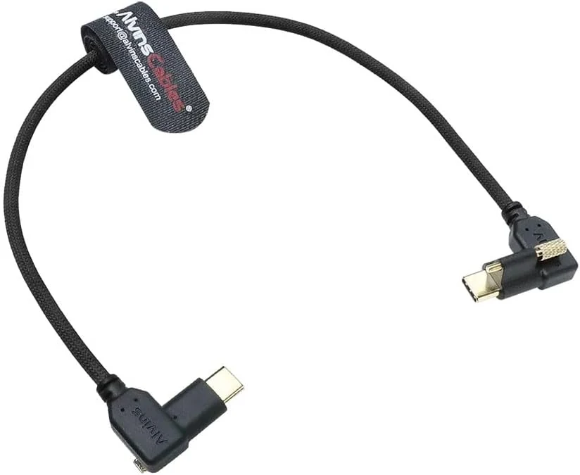 Alvin's Cables Locking USB-C to USB-C Power Cable Ultra-Flexible for Blackmagic Pyxis Monitor, URSA Cine EVF, USB-C 3.2 10Gbps Data Transfer Cable for Blackmagic Micro Studio 4K G2 12in