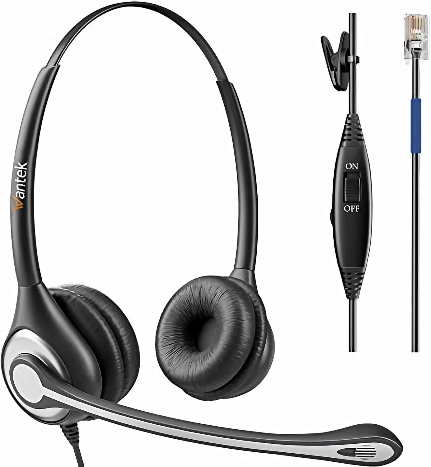 Wantek Cisco Phone Headset with Microphone Noise Cancelling, RJ9 Telephone Headsets