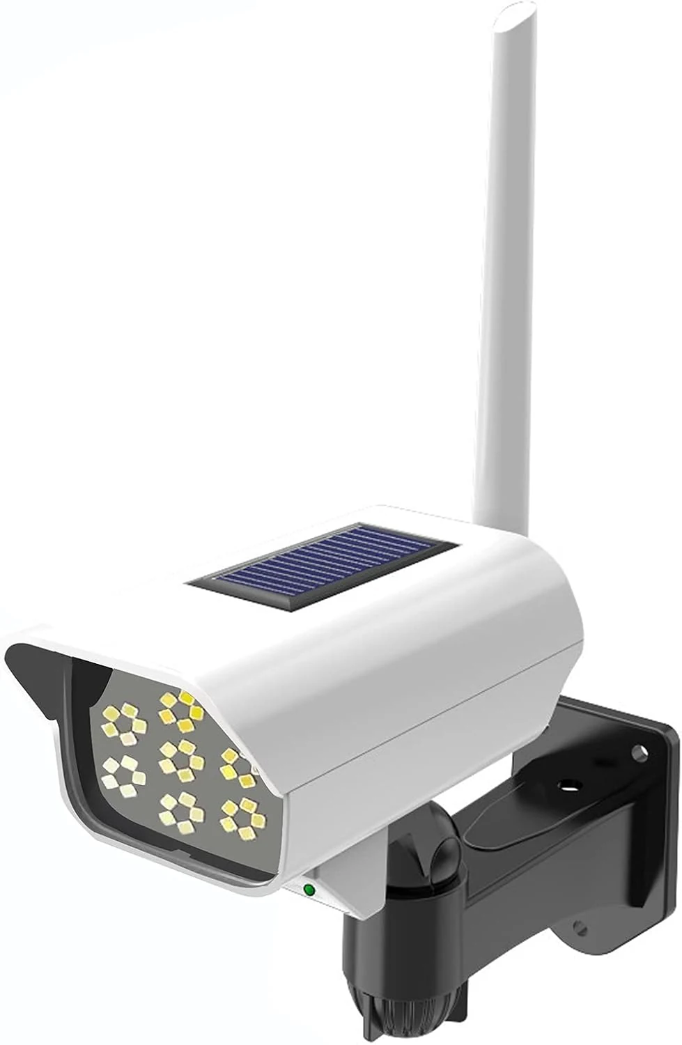 Solar Powered Fake Security Camera, Dummy Simulated CCTV Surveillance System with LED PIR Motion Sensor Detection Light