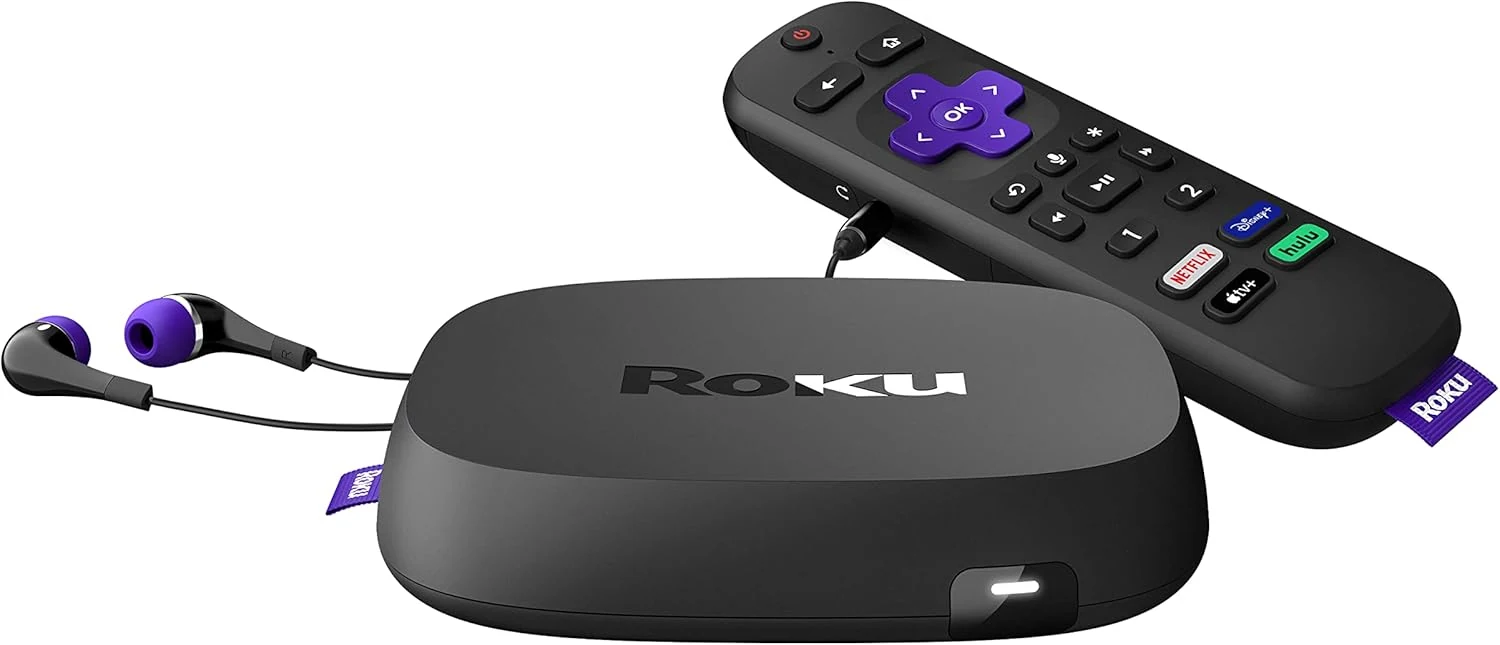 Roku Ultra (4800R) streaming device with 4K, Dolby Vision, Dolby Atmos, and Roku Voice Remote