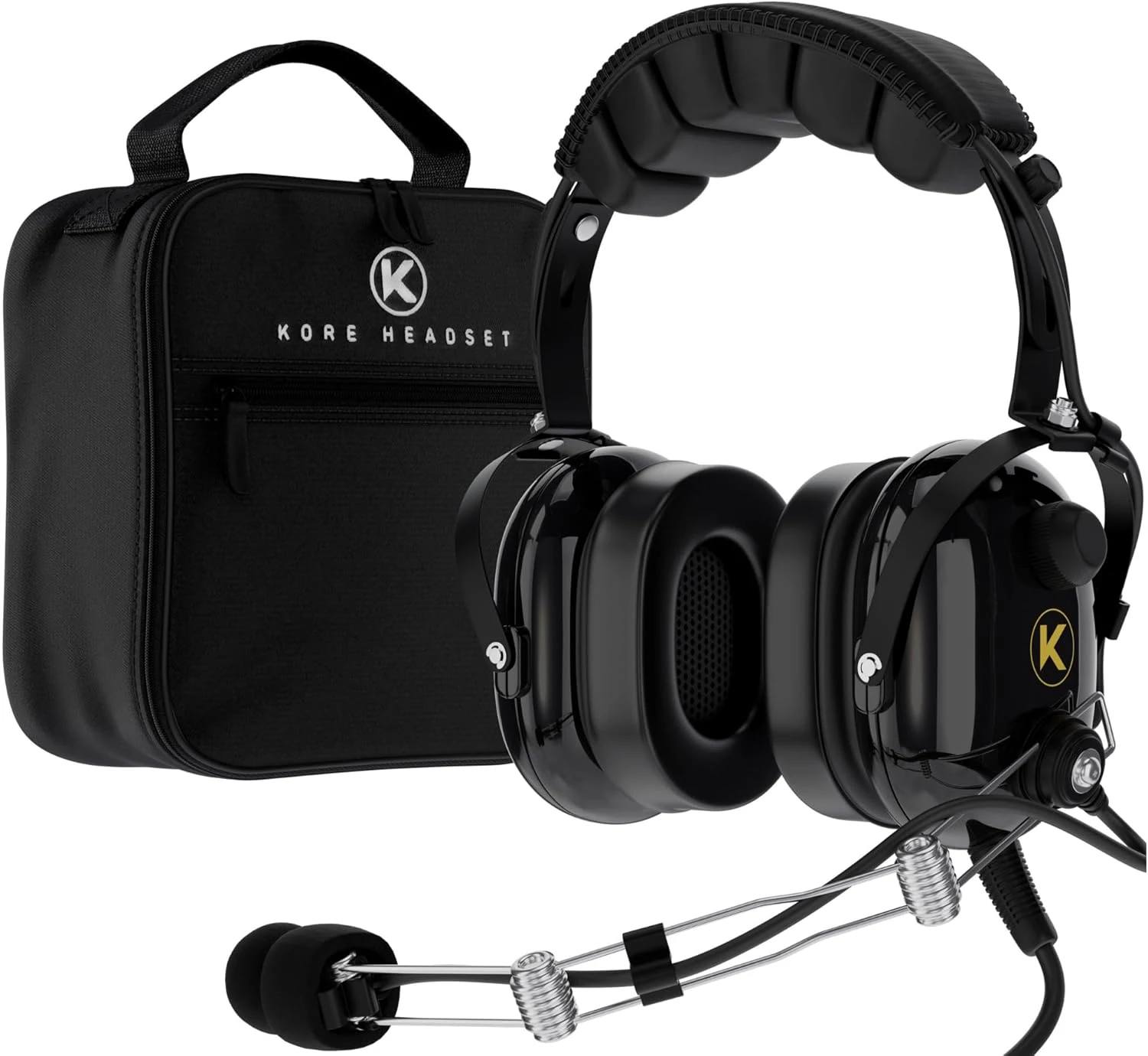 P1 General Aviation Headset for Pilots - Mono, Passive Noise Reduction, Noise Canceling Microphone, Acoustic Ear Cup, AUX Port, GA Dual Plug with Headset Bag