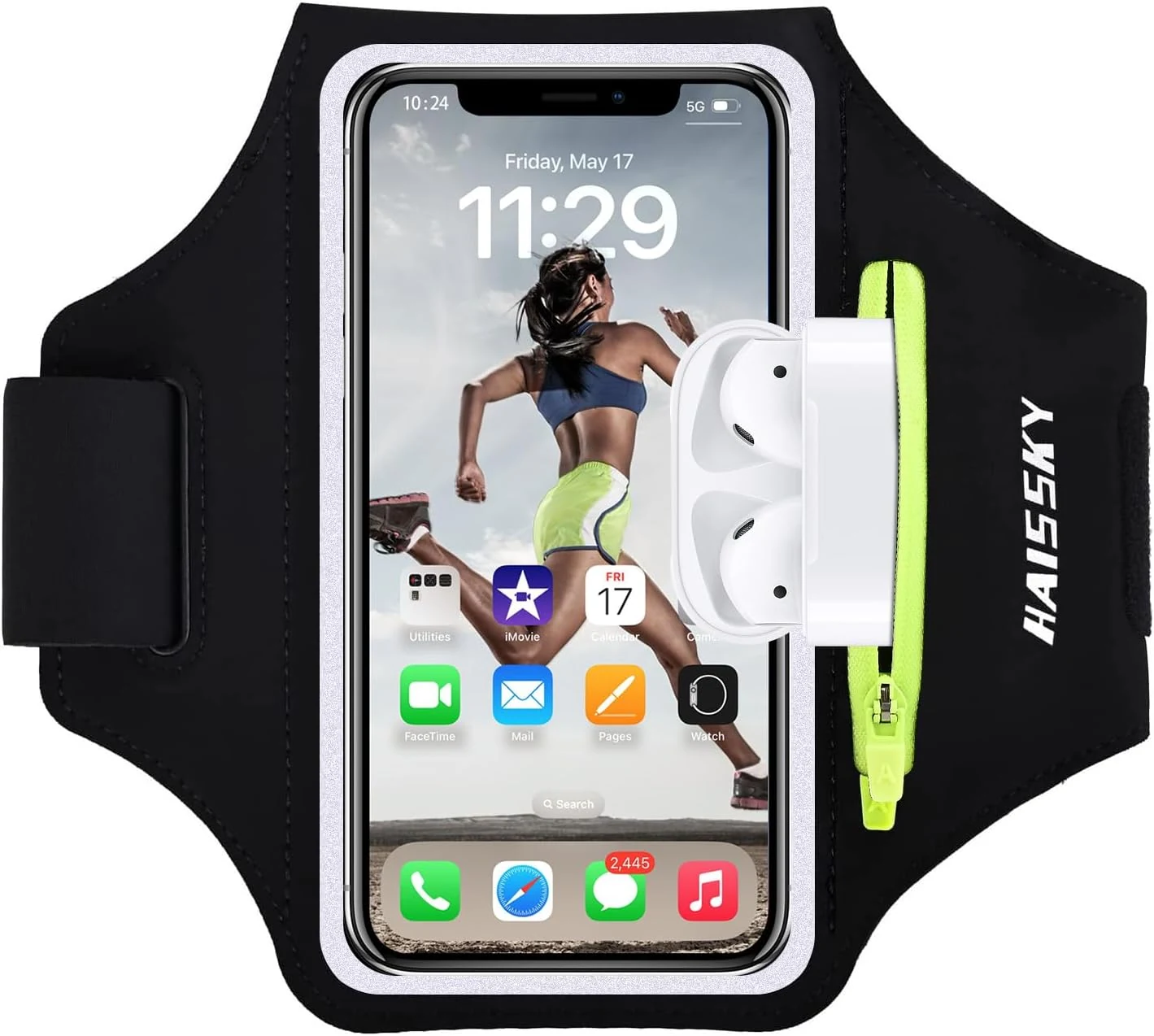 HAISSKY cell phone running armband with zipper pocket