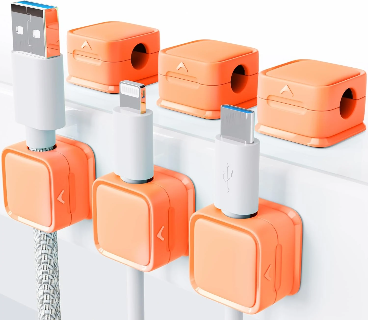 smofish Magnetic Cord Organizer Holder, 6 Pack Desk Cable Clips Management