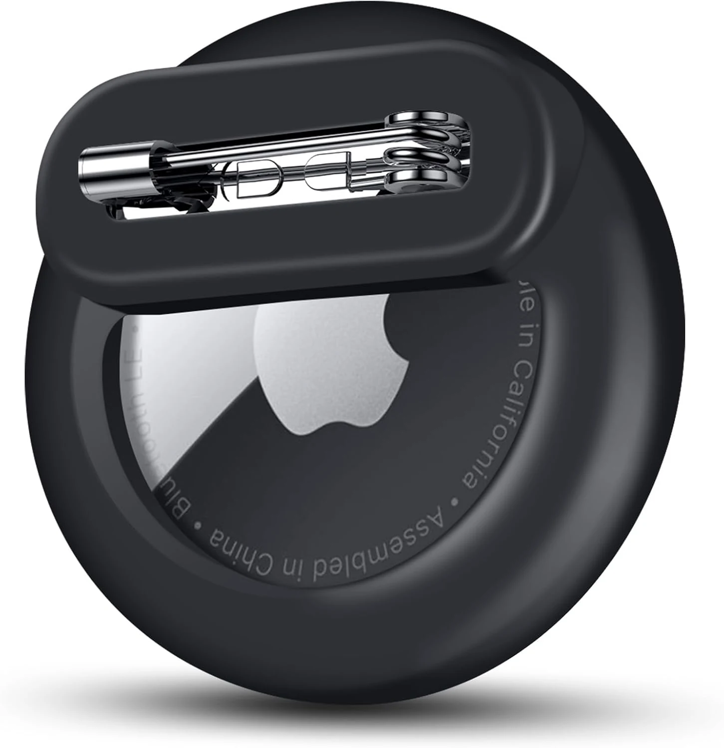 Tracker Holder for AirTag Gen 2/Gen 1 with Pin, Safe Hidden Lightweight GPS Tracker for Kids Compatible with Apple AirTag 2/1 (Black, 1 Pack)