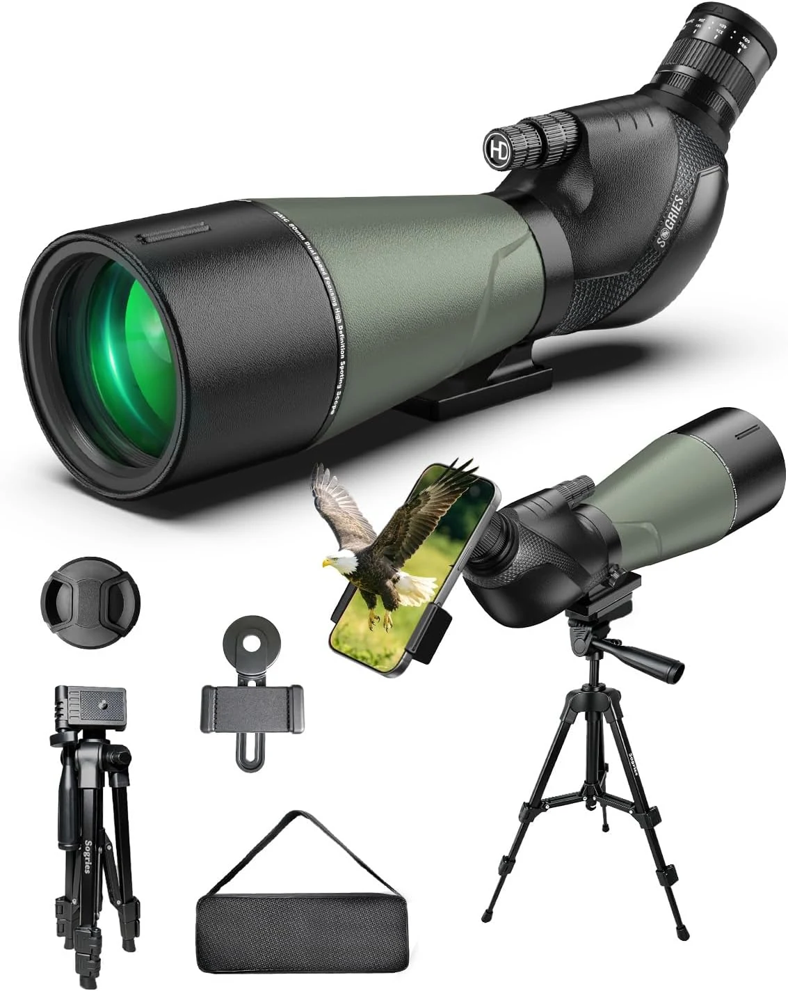 Sogries 20-60x80 Spotting Scope with Dual Focusing for Bird Watching
