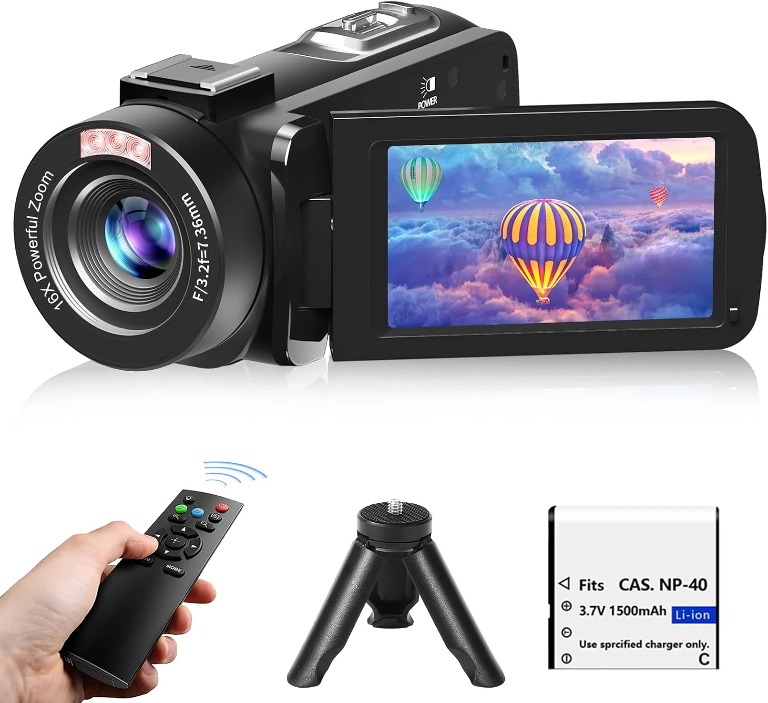 VETEK Video Camera, Full HD 1080P 30MP Camcorder with Infrared Night Vision