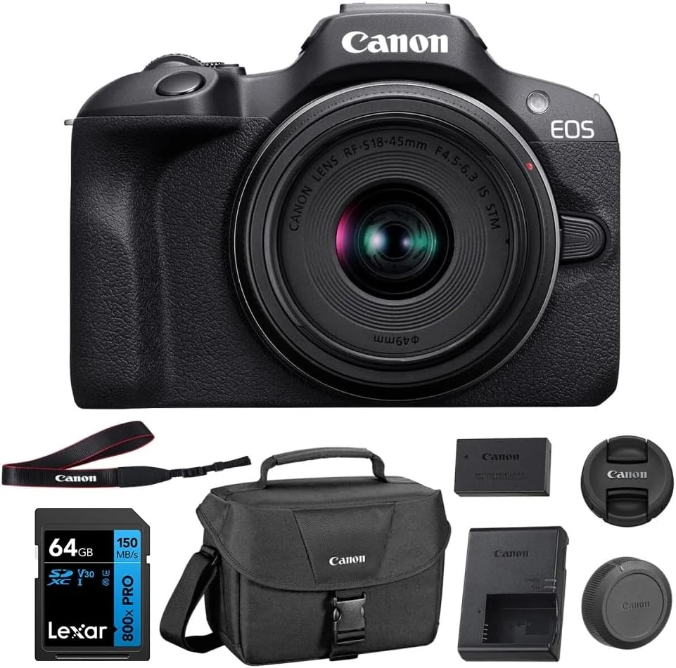 Canon EOS R100 Mirrorless Camera with RF-S18-45mm F4.5-6.3 IS STM Lens Kit
