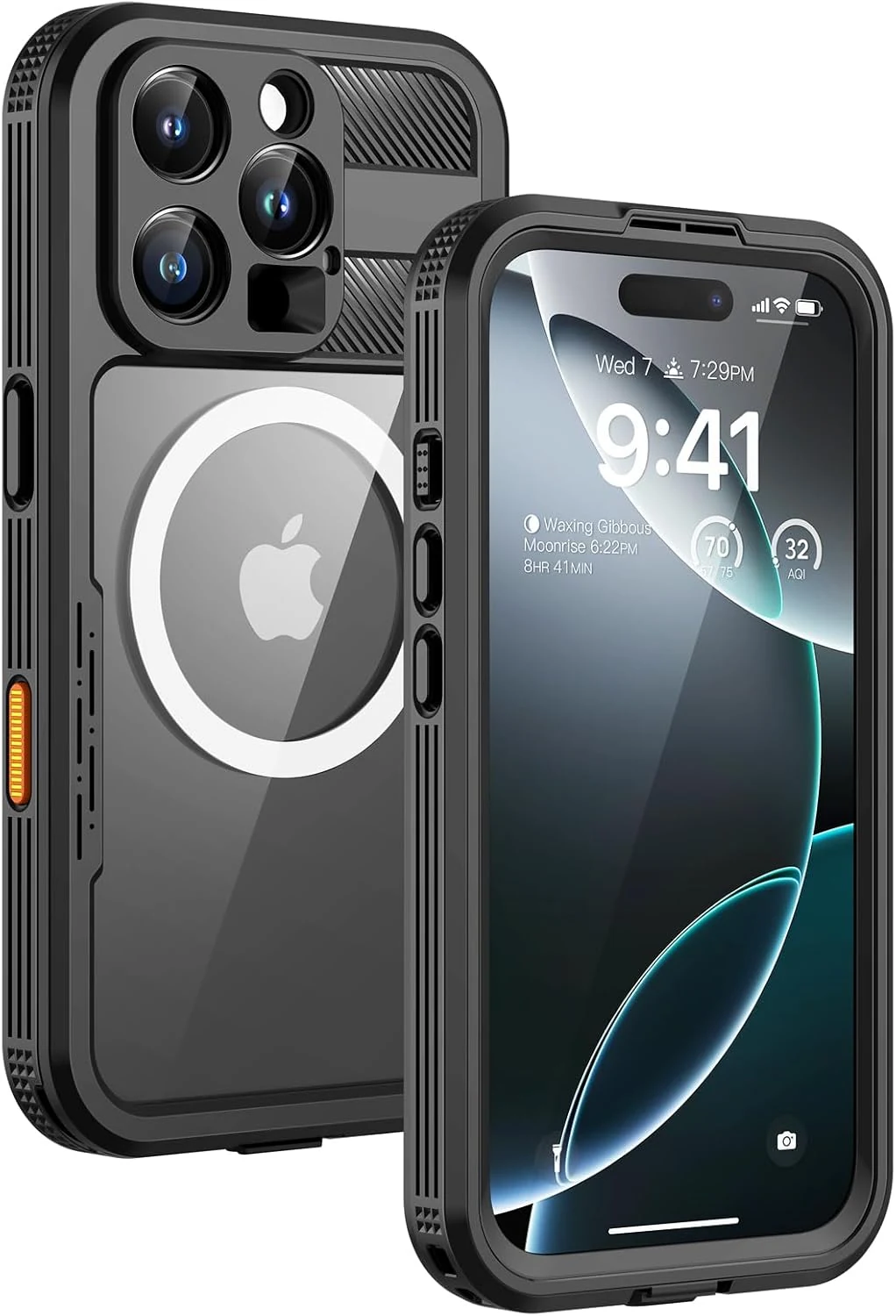 Lanhiem Magnetic for iPhone 16 Pro Max Case, IP68 Waterproof Dustproof Case, [Compatible with Magsafe] [Built-in Screen Protector] Full Body Heavy Duty Rugged Phone Cover (6.9 inch)