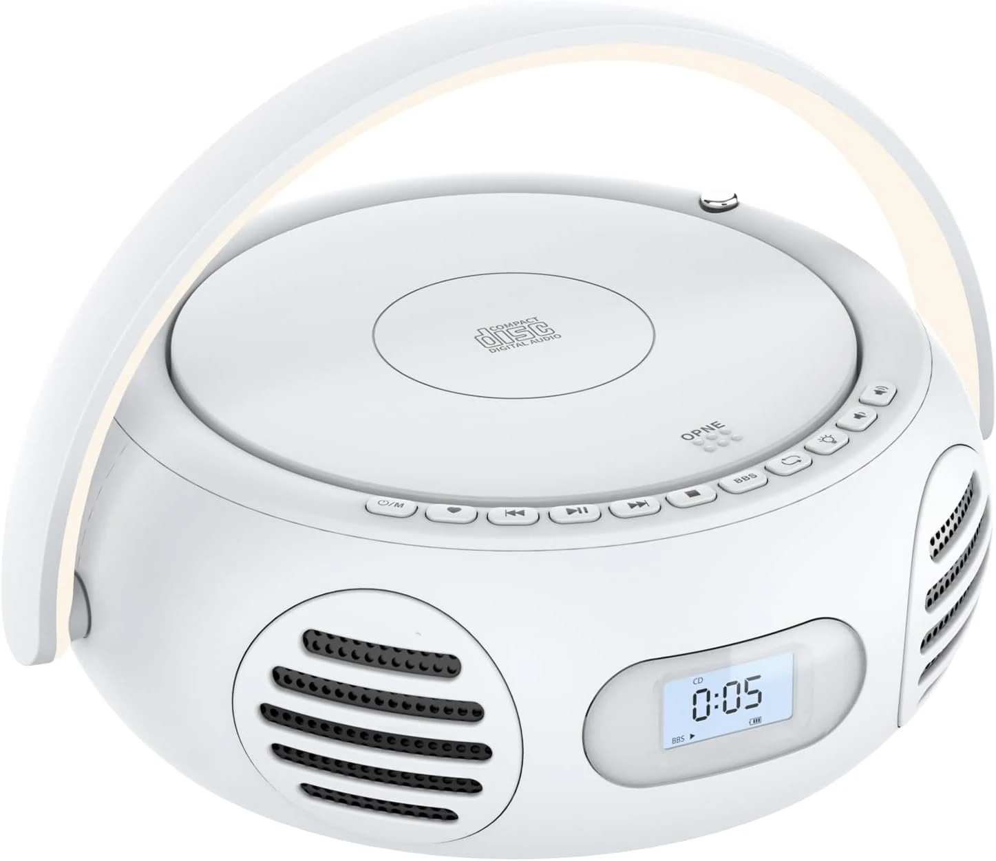 MONODEAL CD Player Portable with Bluetooth, Boombox CD Players for Home with Stereo Sound & Bass Boost, FM Radio, USB/AUX Playback, LED Handle Light, Rechargeable Battery for Gift