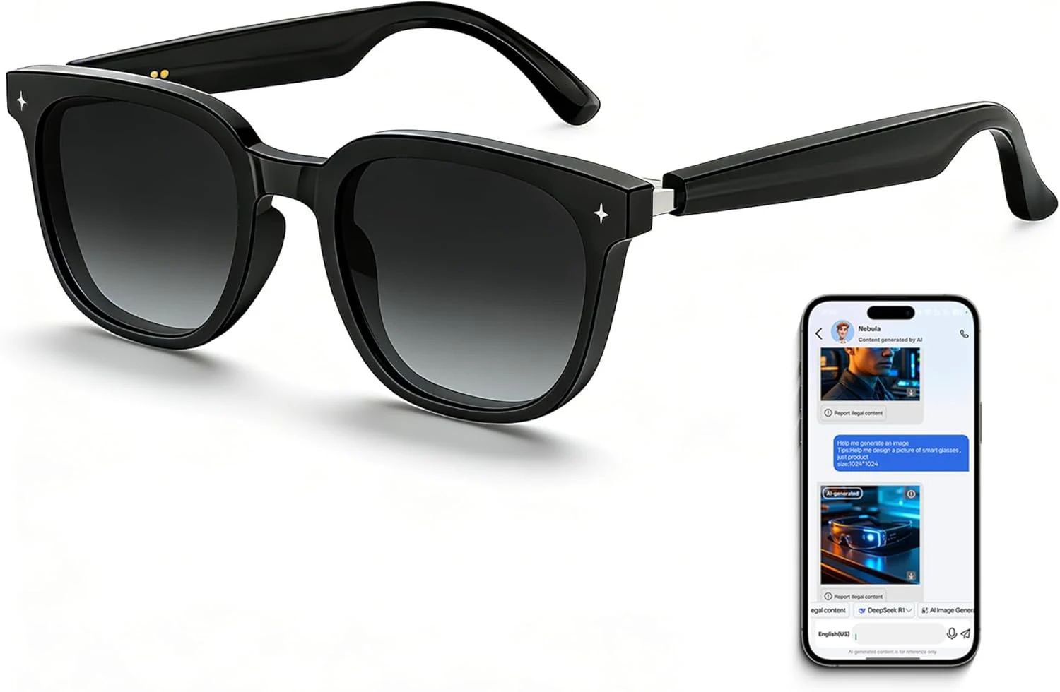 2026 AI Smart Glasses, Bluetooth Glasses for Men Women, Open-Ear Music & Calls, Touch Control, Voice Assistant, Real-Time Translation
