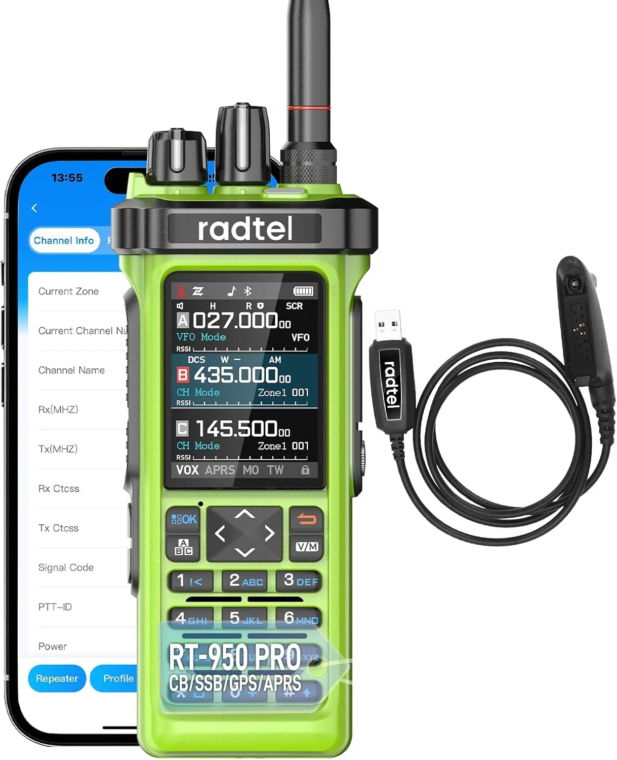 Radtel RT-950 PRO Ham Radio TX GPS/APRS, 10W Walkie Talkie