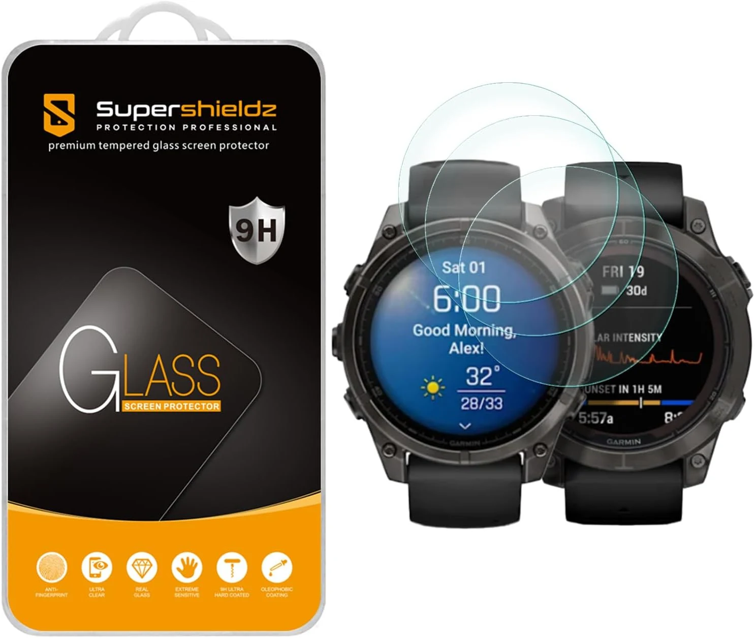 Supershieldz (3 Pack) Designed for Garmin Fenix 7/7 Pro (Solar/Sapphire Solar) (47mm) / Epix (Gen 2) / Epix Pro (47mm) Tempered Glass Screen Protector