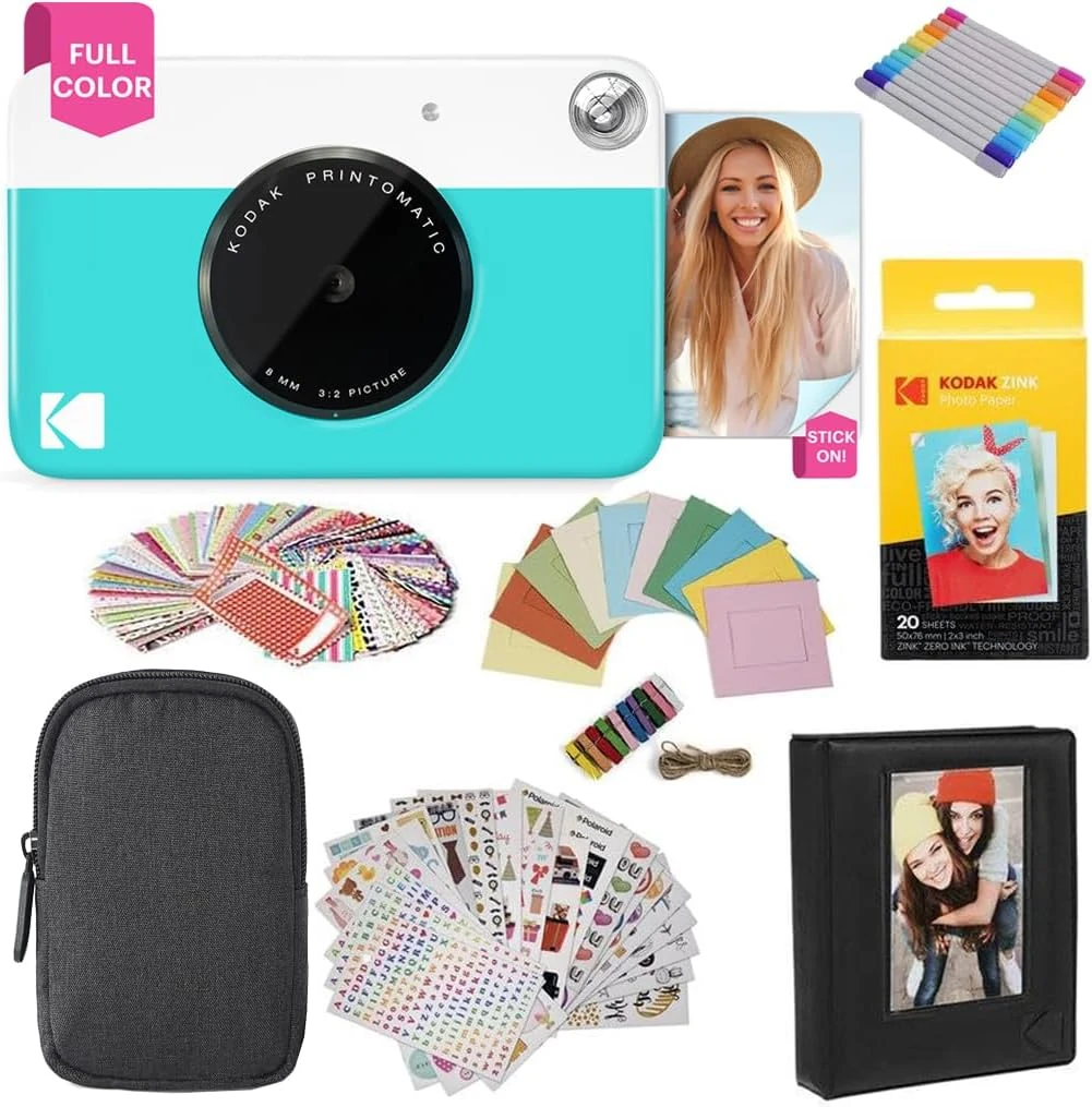 KODAK Printomatic Full-Color Instant Print Digital Camera Colorful Photos On (Blue)