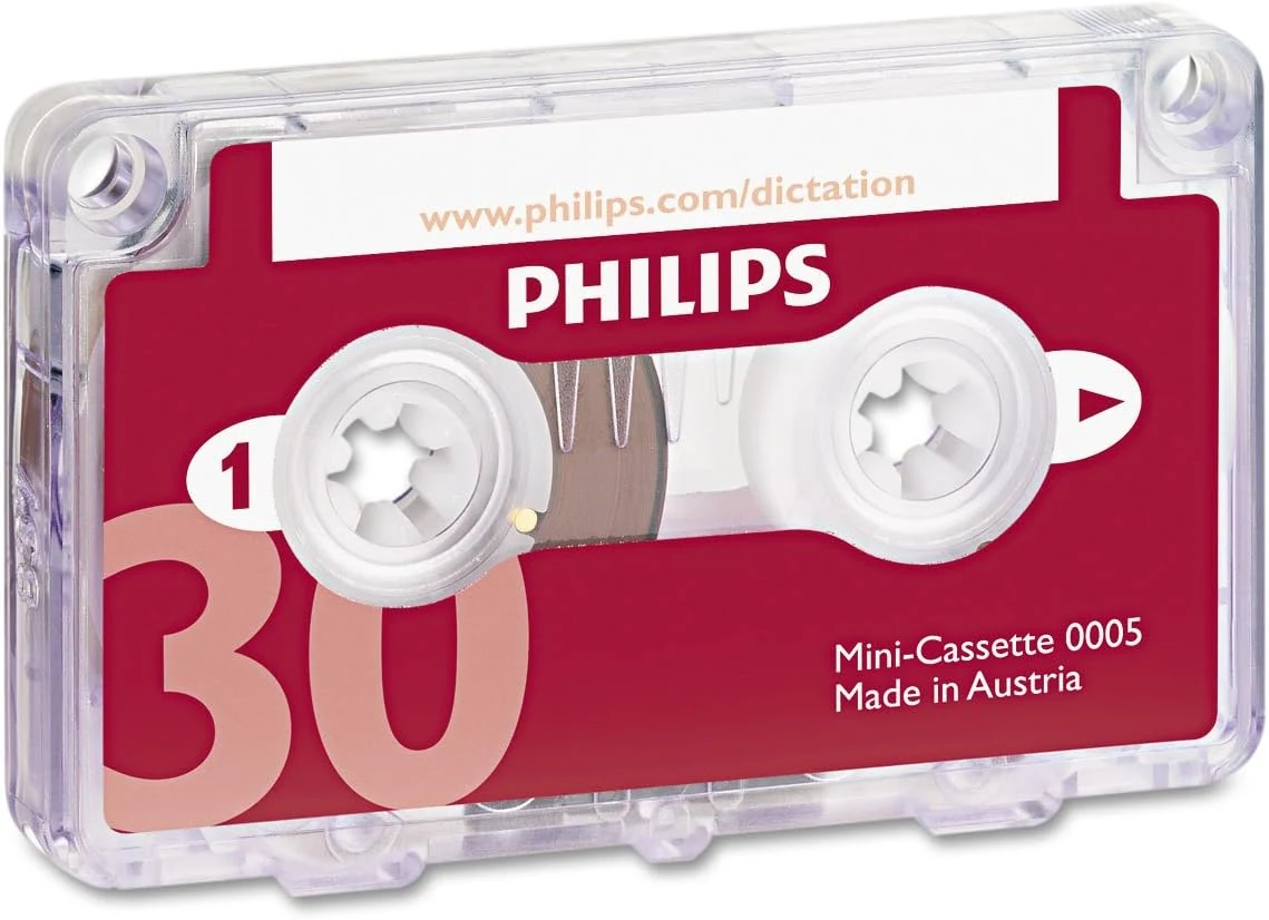 PHILIPS Audio & Dictation Mini Cassette, 30 Minutes (15 x 2), 10/Pack