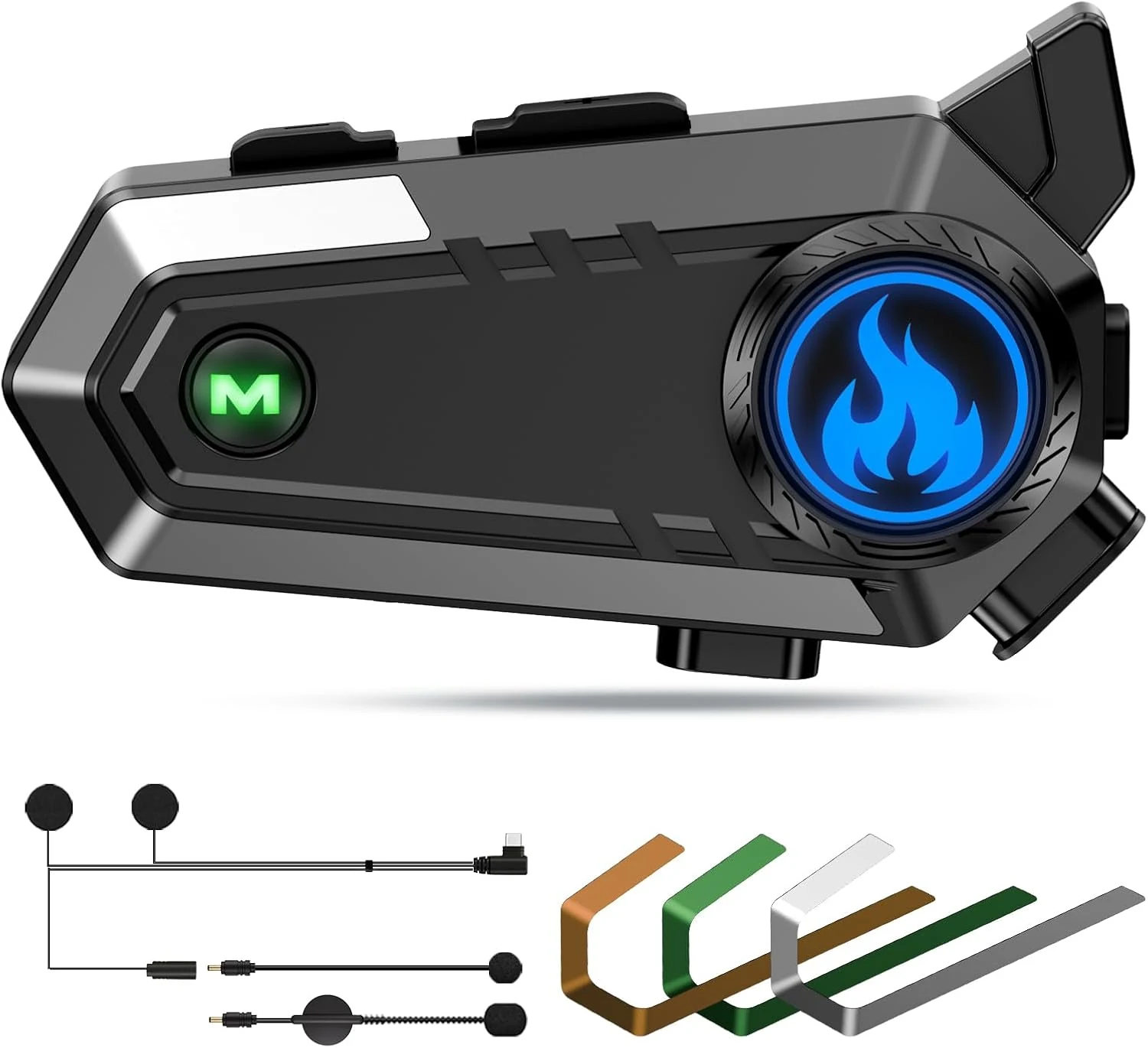 C9 Motorcycle Helmet Bluetooth Headset, V5.4 Helmet Speakers with 2 Type Mics