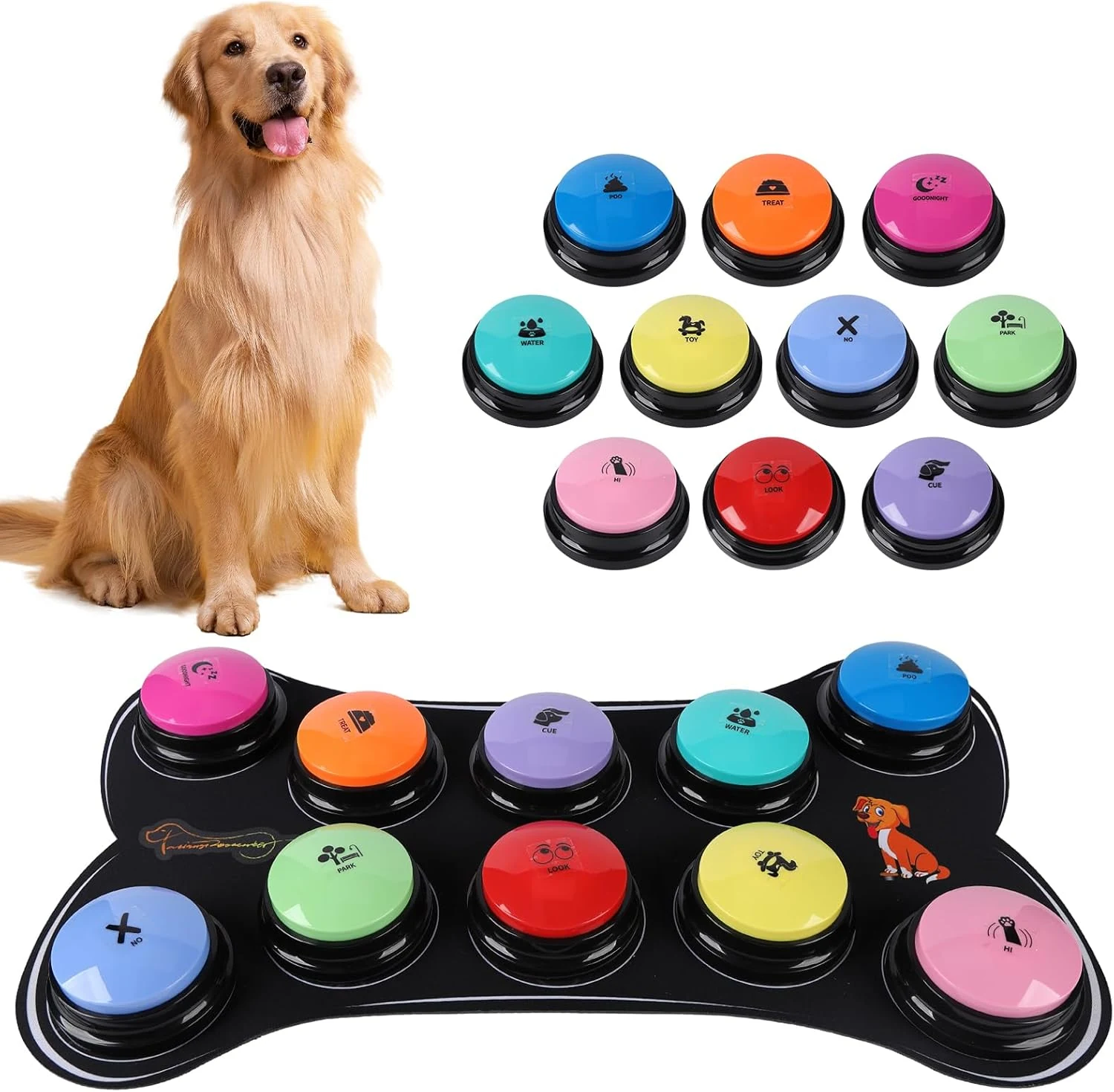 Dog Buttons for Communication 10 Dog Talking Buttons Starter Set