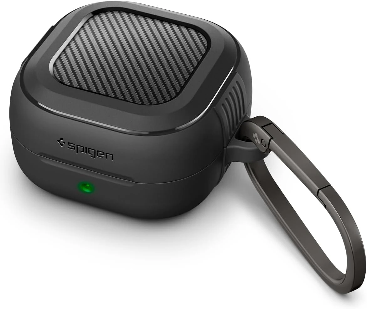 Spigen for Samsung Galaxy Buds 4 Pro Case/Galaxy Buds 4 Case (2026) Rugged Armor Drop-Protection Cover with Carabiner - Matte Black