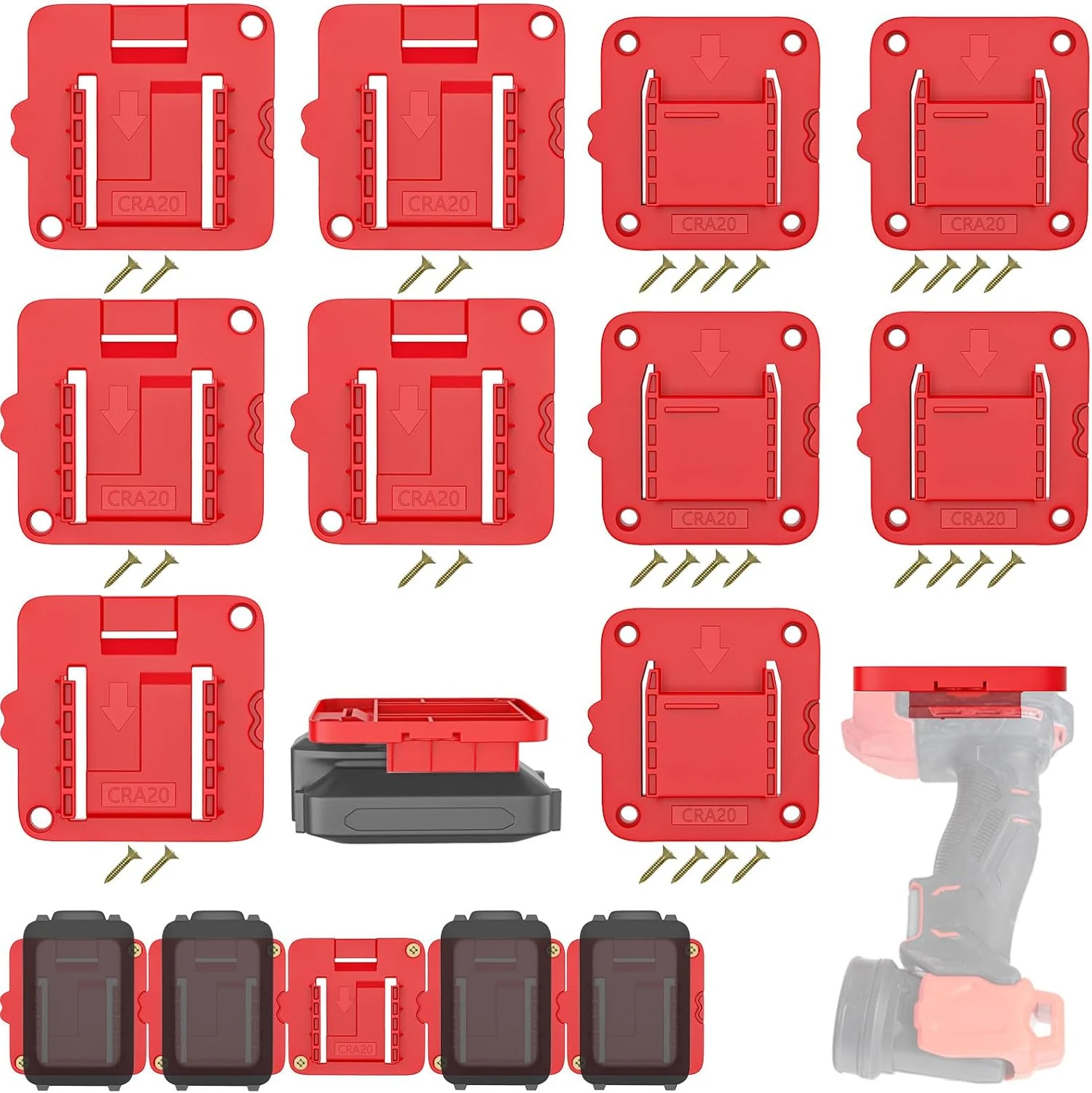 Crivnhar 10 Packs Tool Holder and Battery Mount Holder Compatible