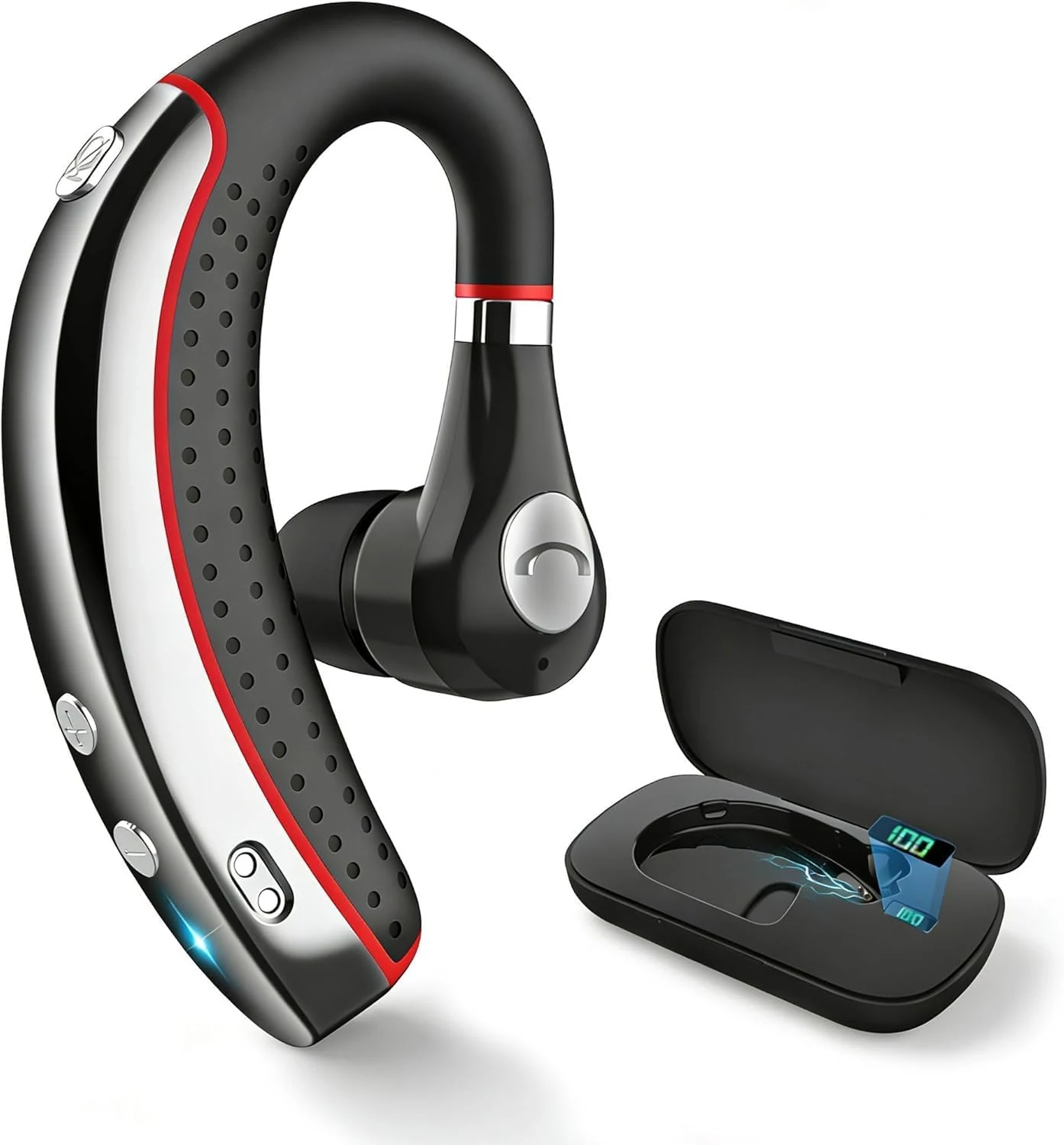 SneKa Bluetooth Headset, Wireless Bluetooth Earpiece with 500mAh Charging Case, 72-Hour Talk Time, and for iOS/Android Phones, V5.3 Hand-Free Headphones