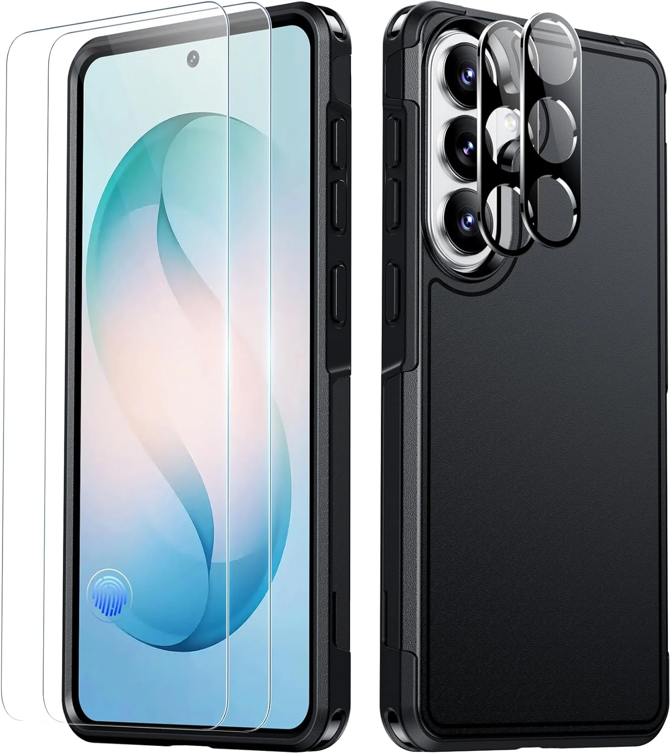 SPIDERCASE Designed for Samsung Galaxy S26 Case, [10 FT Military Grade Drop Protection], 2 Pack [Tempered Glass Screen Protector+Camera Lens Protector] Heavy Duty Shockproof Case,Black