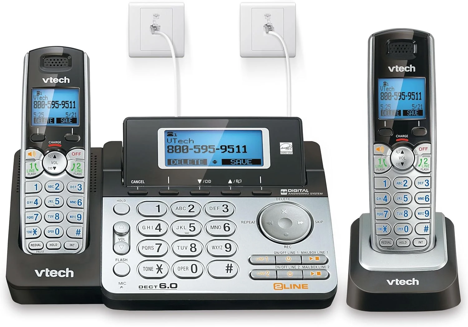 VTech DS6151-2 2-Line Expandable Cordless Phone System with 2 Handsets