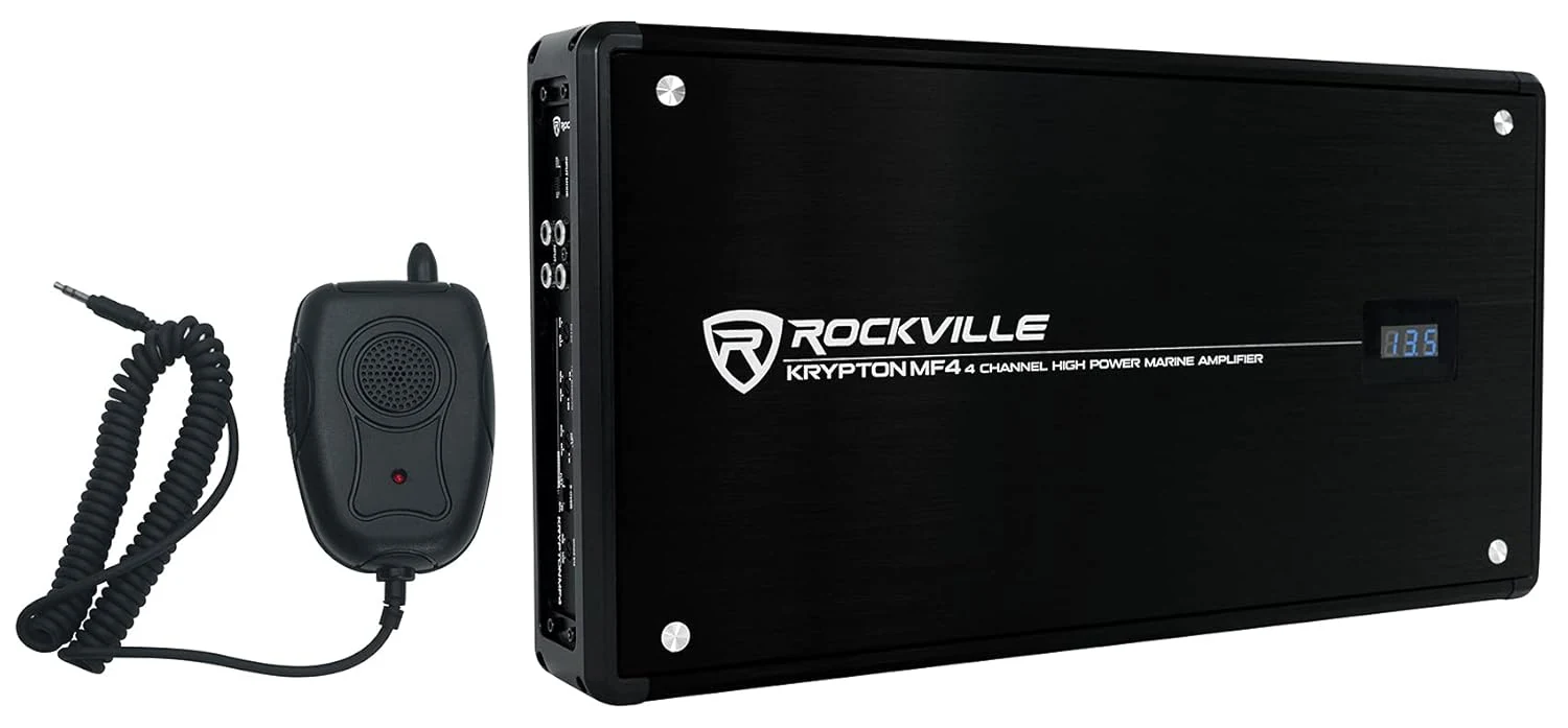 Rockville Krypton MF4 2400W Peak/600W RMS 4-Channel Marine Amplifier, Class-AB